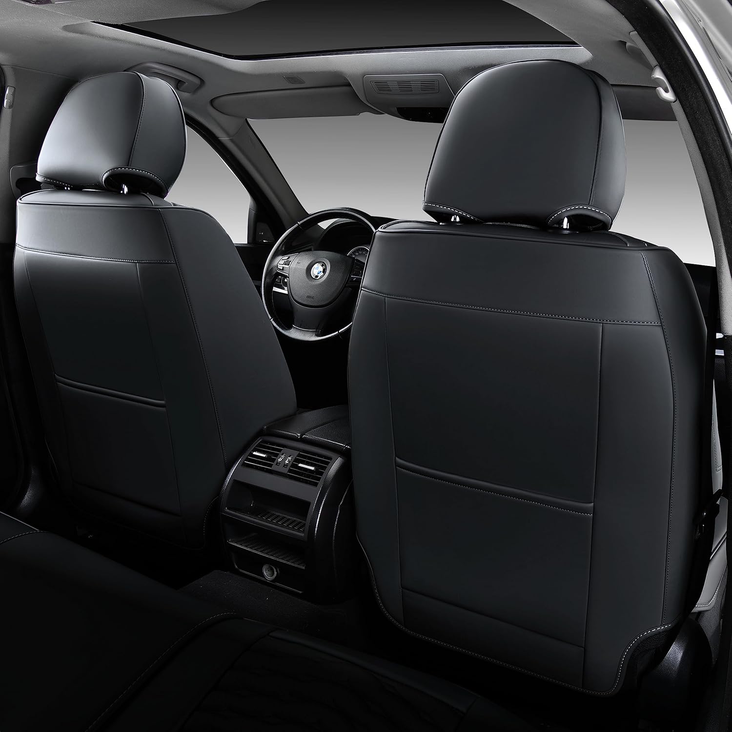 Fundas de asiento delantero, fundas de asiento de cuero, fundas universales para asiento de automóvil, 2 unidades, protector de asiento de automóvil