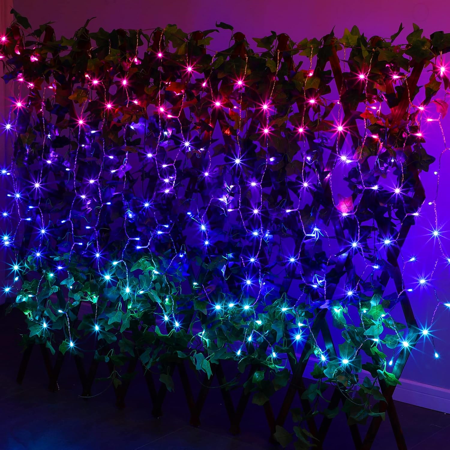 Bolylight Luces de cortina para dormitorio con 8 modos de destello, decoración de habitación de niñas, tira de luces degradadas, luces de pared