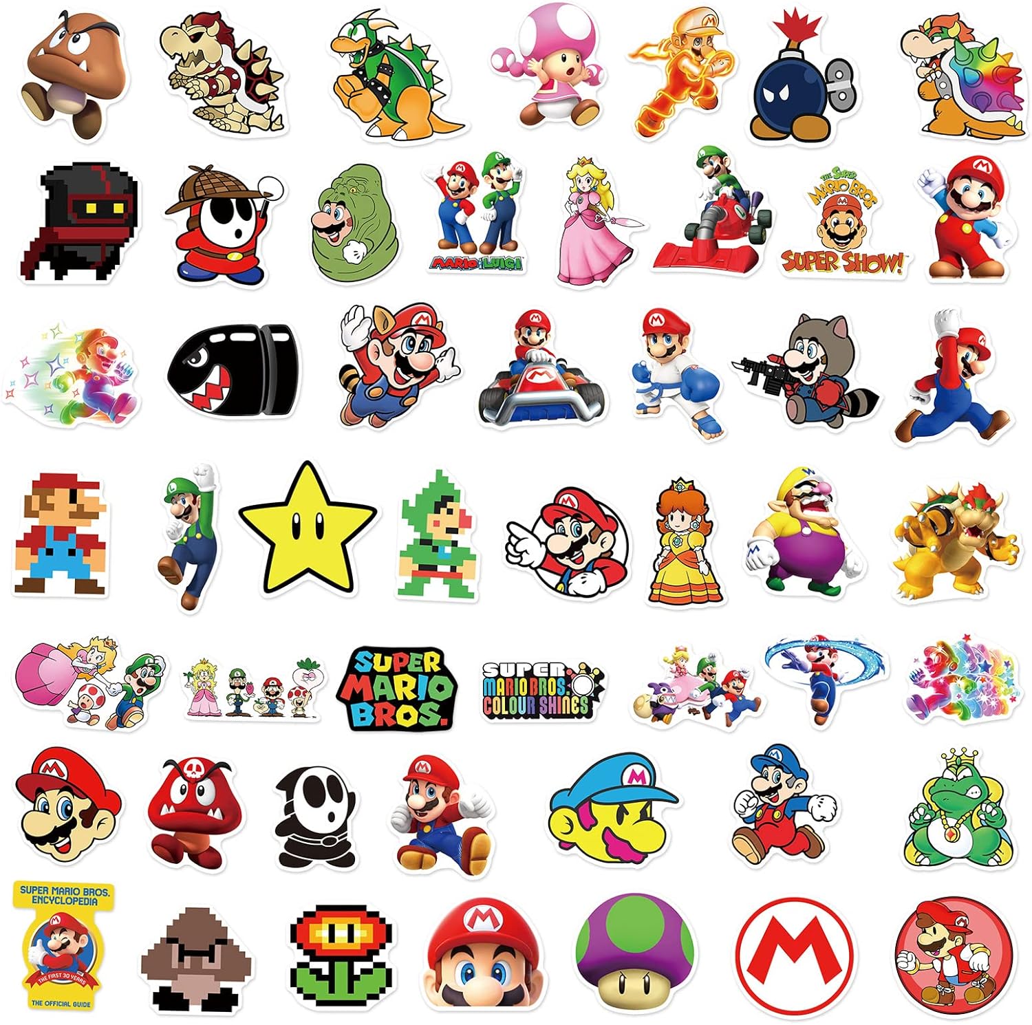 100 calcomanías de Super Mario, regalos de dibujos animados de Mario Bros para Kdis, calcomanías de vinilo impermeables para laptop de adolescentes,