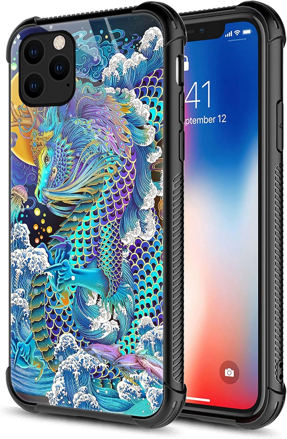 CARLOCA Funda compatible con iPhone 13 Pro Max, diseño gráfico de identidad de dragón arcoíris, a prueba de golpes, antiarañazos, para iPhone 13 Pro