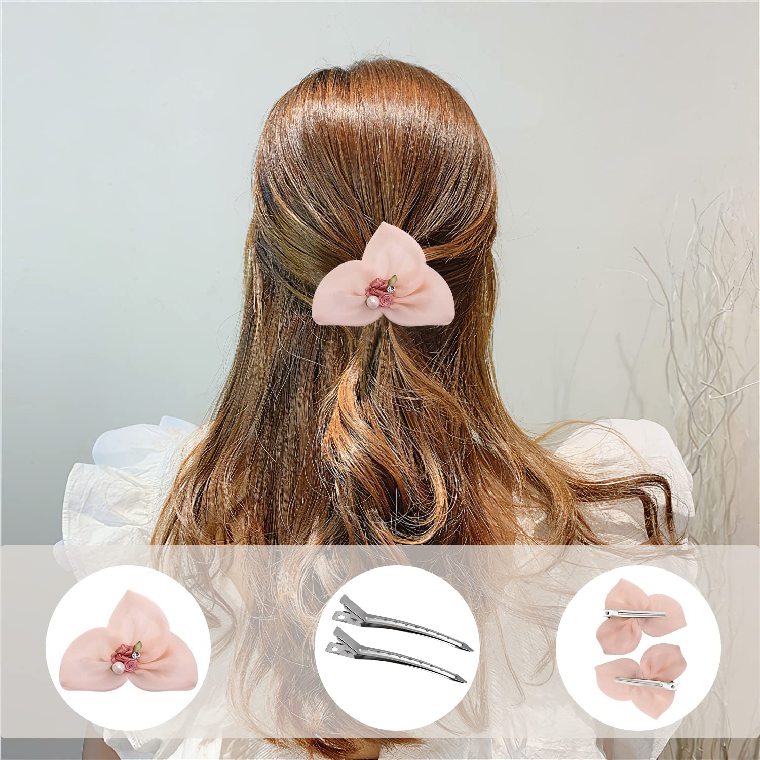 Paquete de 24 pinzas de pelo para seccionar peinado, pinzas de metal para mujer, pinza de pelo de cocodrilo para cabello largo y grueso, clips de