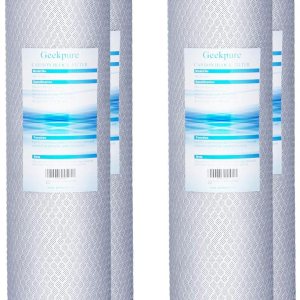 Geekpure Filtro de agua de bloque de carbono de 20 pulgadas que elimina olores de sabor a cloro para filtración de toda la casa, 4.5 x 20 pulgadas Geekpure Filtro de agua de bloque de carbono de 20 pulgadas que elimina olores de sabor a cloro para filtración de toda la casa, 4.5 x 20 pulgadas