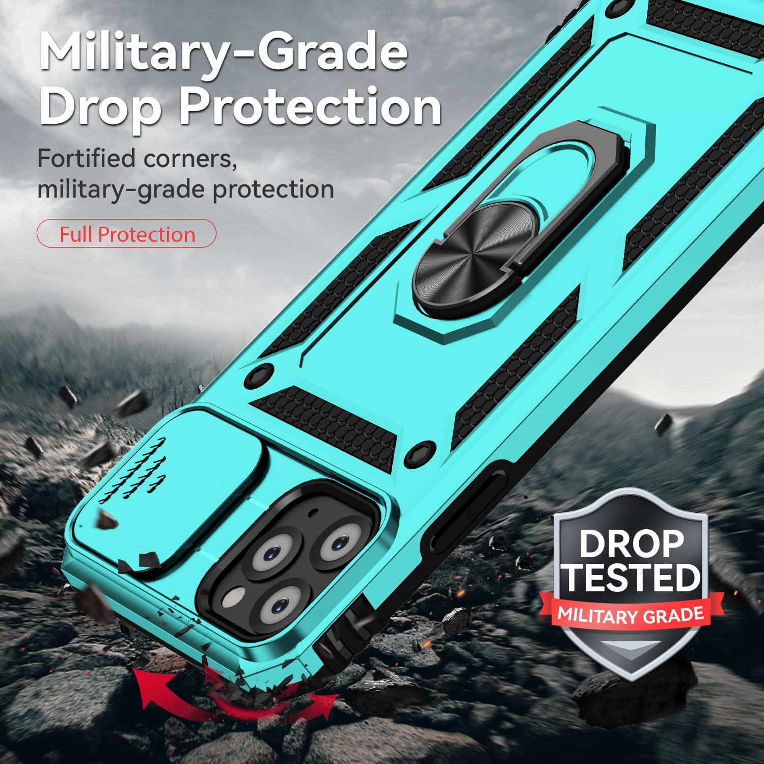 Funda para iPhone 11 Pro con cubierta para lente de cámara, protector de pantalla HD, doble capa de protección contra caídas de grado militar,