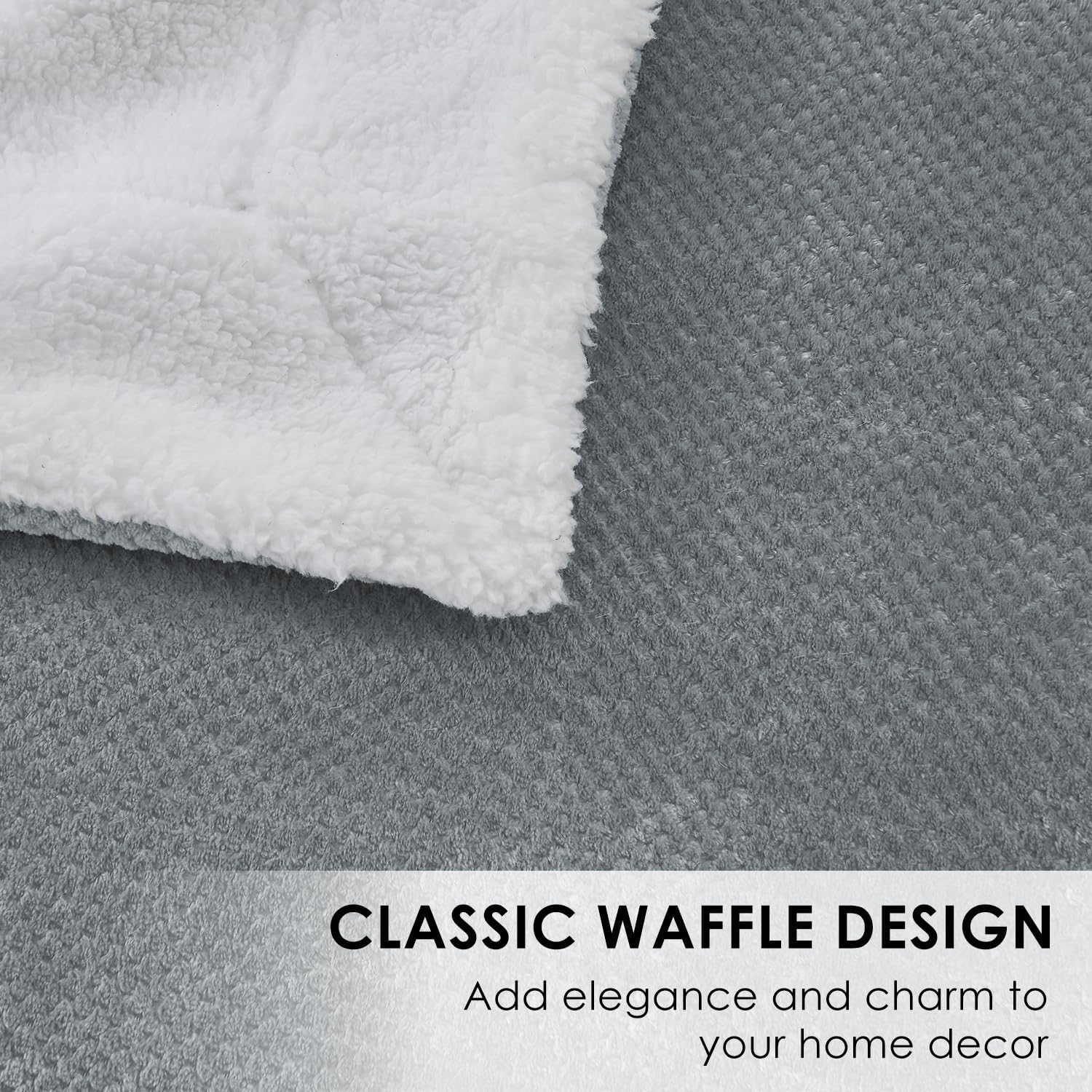 SOCHOW – Manta de forro polar Waffle Sherpa, muy suave, cálida y esponjosa, ligera, reversible, manta de felpa para cama, sofá
