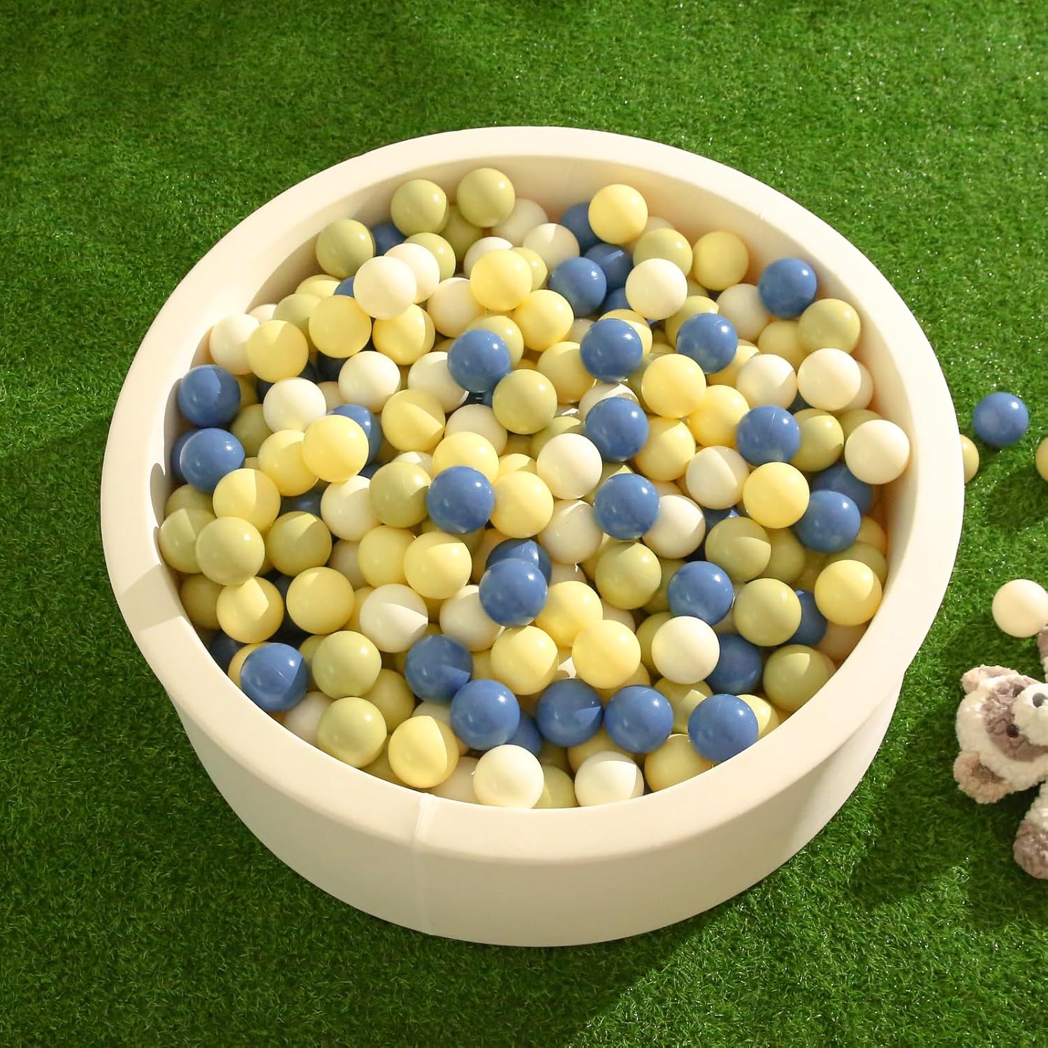 TRENDPLAY Big Ball Pit Balls  Diversión de 2.75 pulgadas para el desarrollo sensorial y físico de los niños, crema+verde matcha+amarillo caramelo +