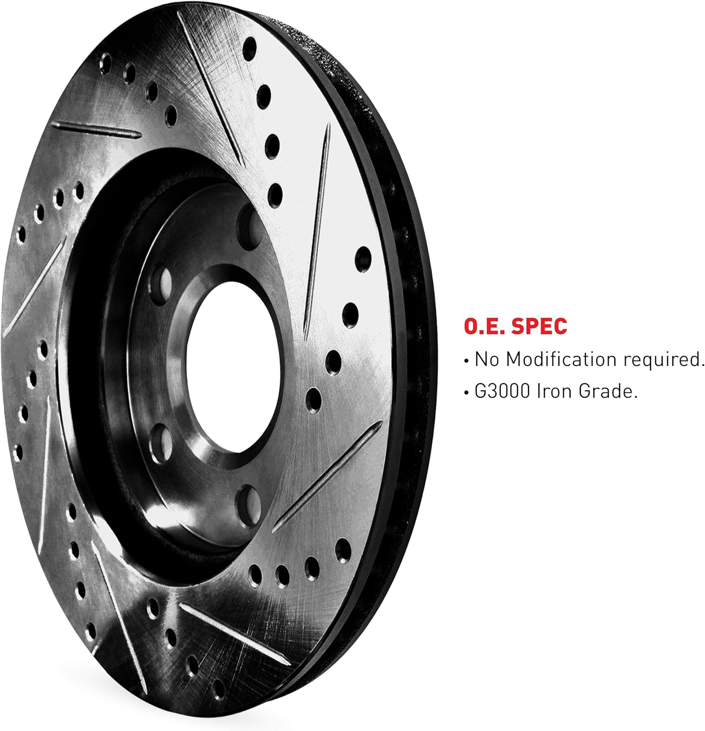 Para Volvo S90, V90, XC60, S60, V60, V60, XC40 R1 Concepts Front Black Zinc Cross Perforated Rotores de freno ranurados
