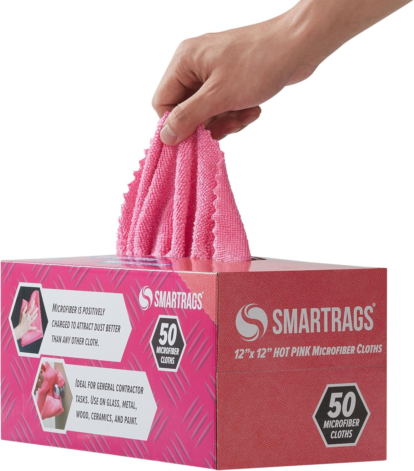 Arkwright Smart Rags in Box – Paquete de 50 paños de limpieza de microfibra sin pelusas, sin arañazos ni rayas, toallas de lavado dispensables para