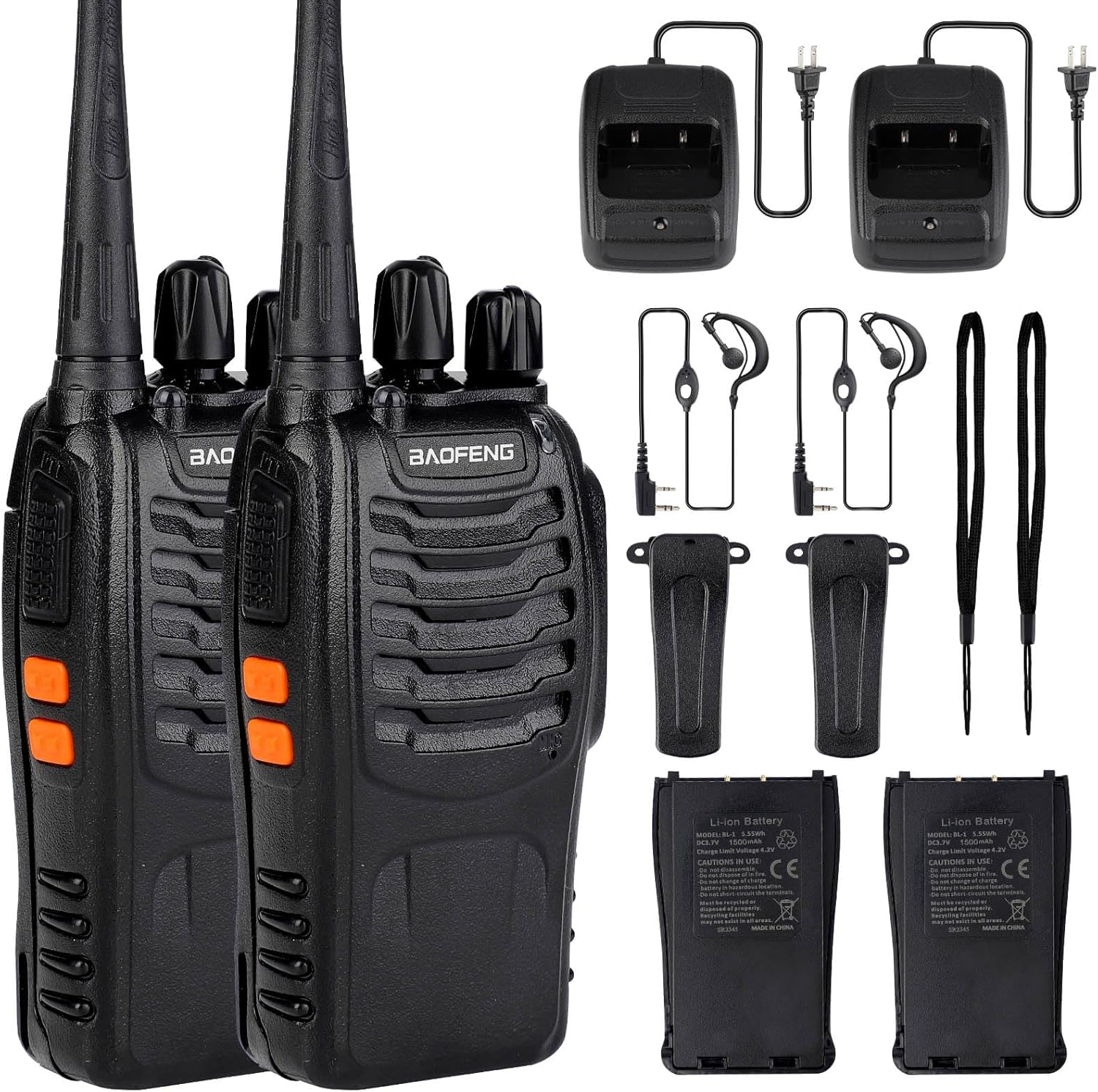 Baofeng Walkie Talkies 888S recargable de largo alcance con auriculares para adultos, radio profesional de 16 canales, radios bidireccionales de
