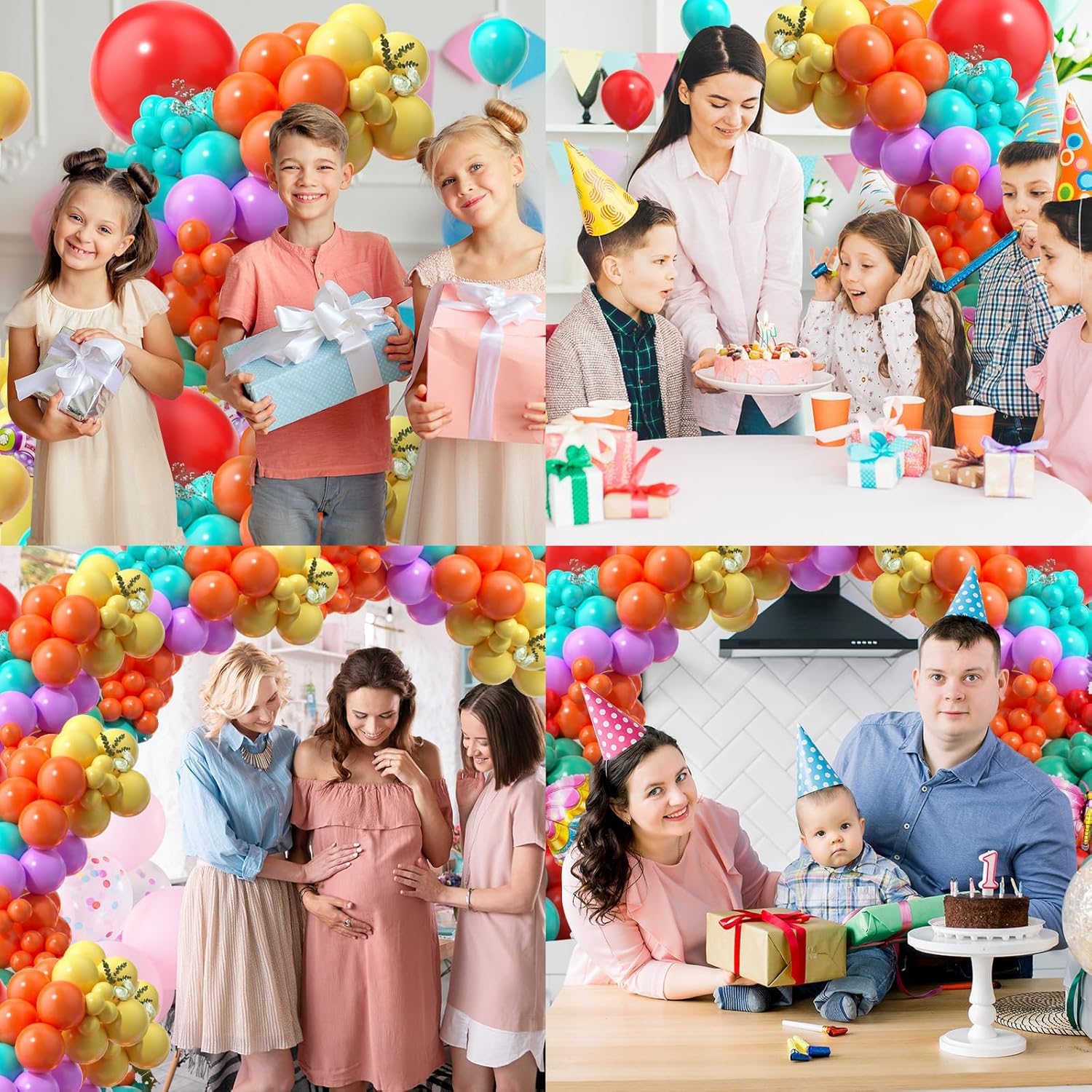 Kit de arco de globos de arcoíris, kit de arco de globos de mariposa, 112 globos rojos, azules, amarillos, morados, naranjas, con globo de aluminio