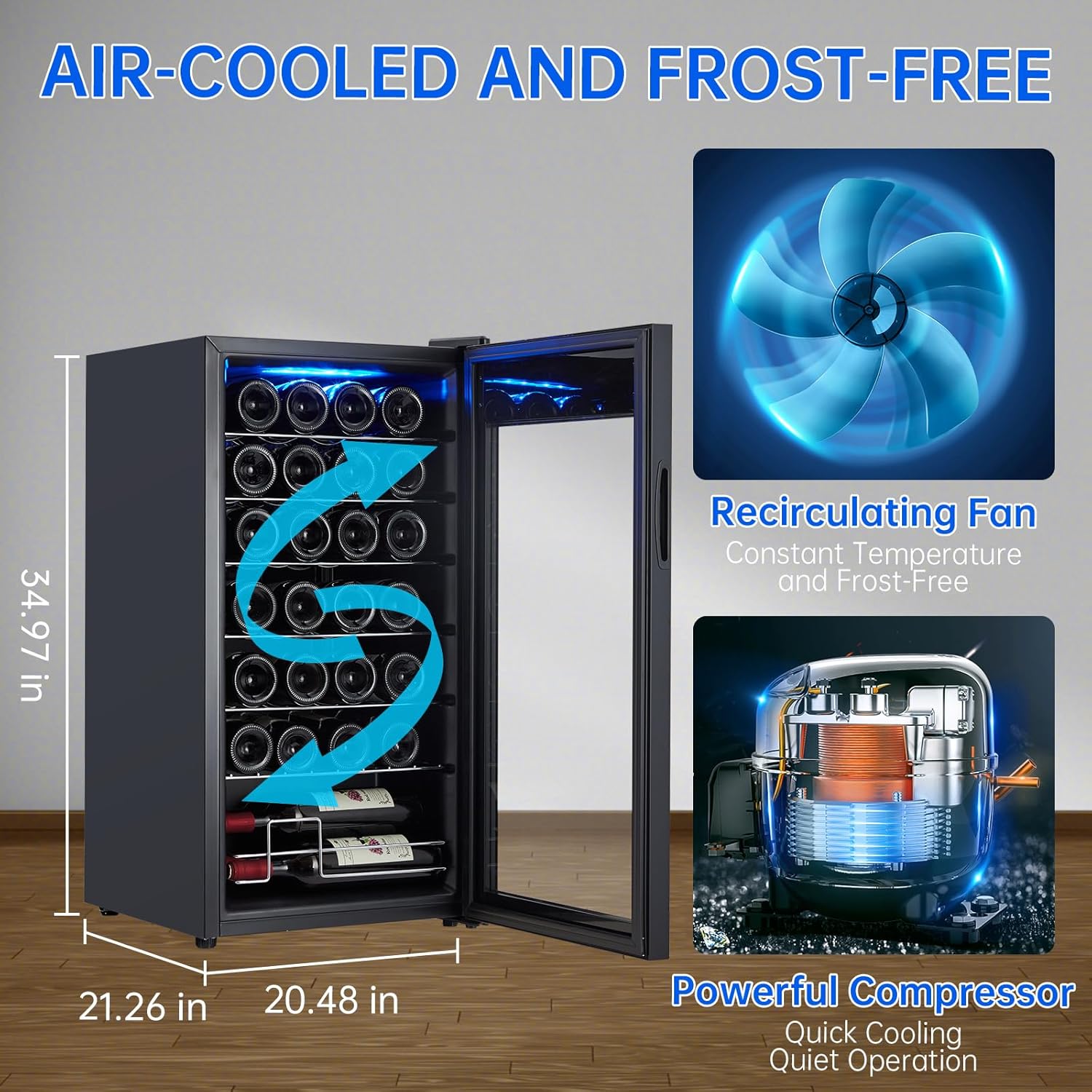 CuisinAid Refrigerador de vino de 28 botellas, compresor independiente, enfriador de vino, enfriador de vino con pantalla táctil de 41  64 F,