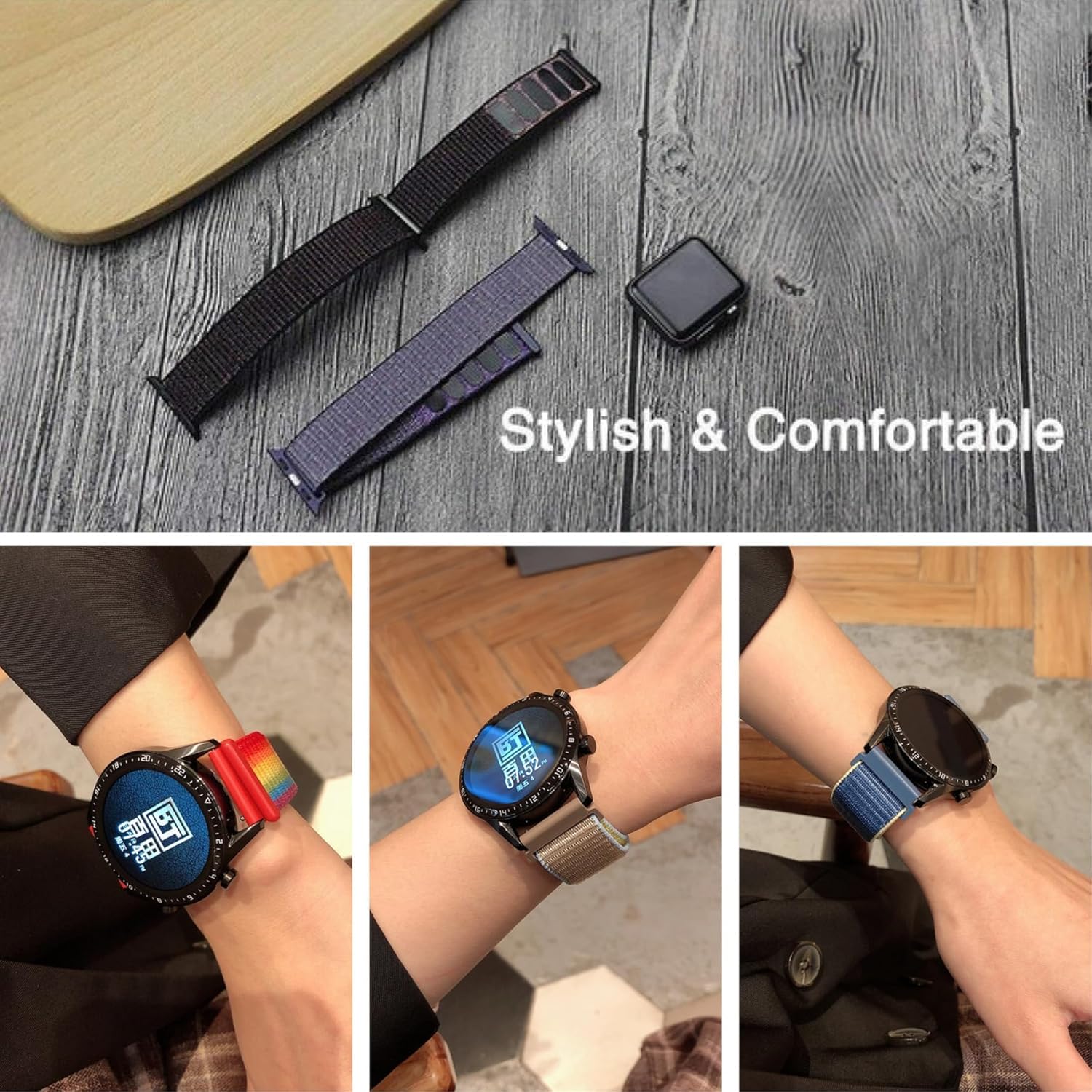 MYAPULUA Correas de reloj de bucle deportivo de nailon de liberación rápida de 0.866 in, correa de reloj deportivo transpirable