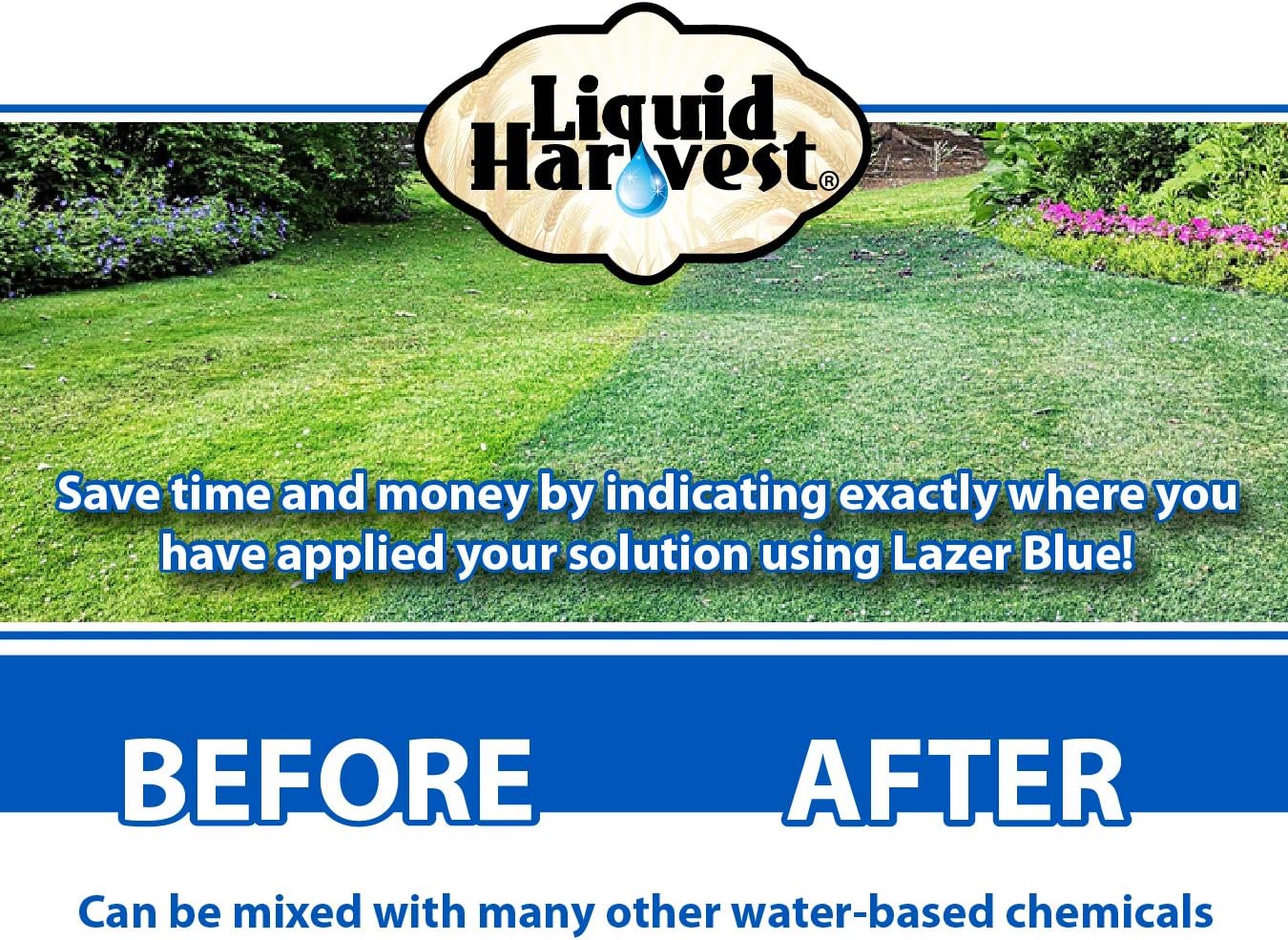 Liquid Harvest Lazer – Indicador de patrón de aerosol azul de 8 onzas, surfactante de 16 onzas y paquete de mesotrione de 8 onzas para un control