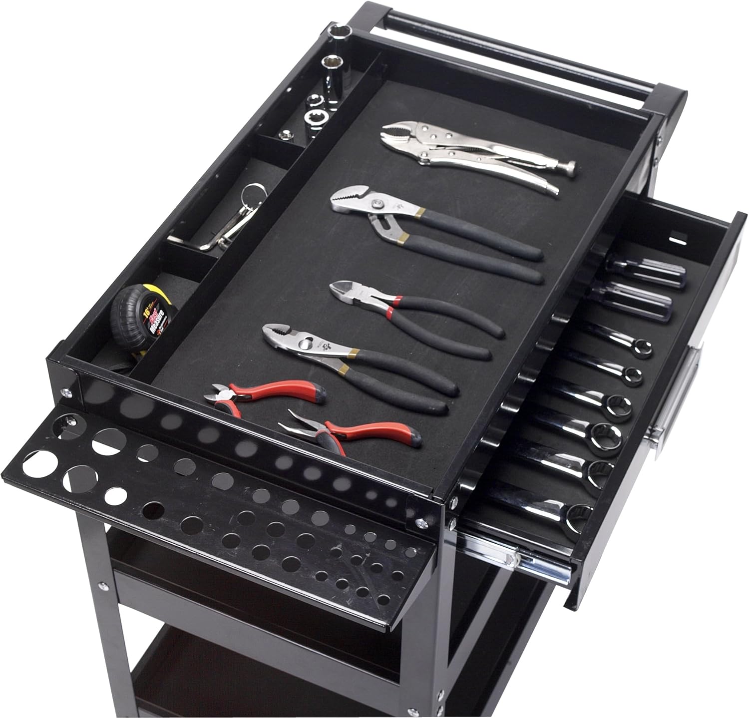 Performance Tool W54006 – Carrito utilitario de 3 estantes con cajón de 23 pulgadas x 16 pulgadas