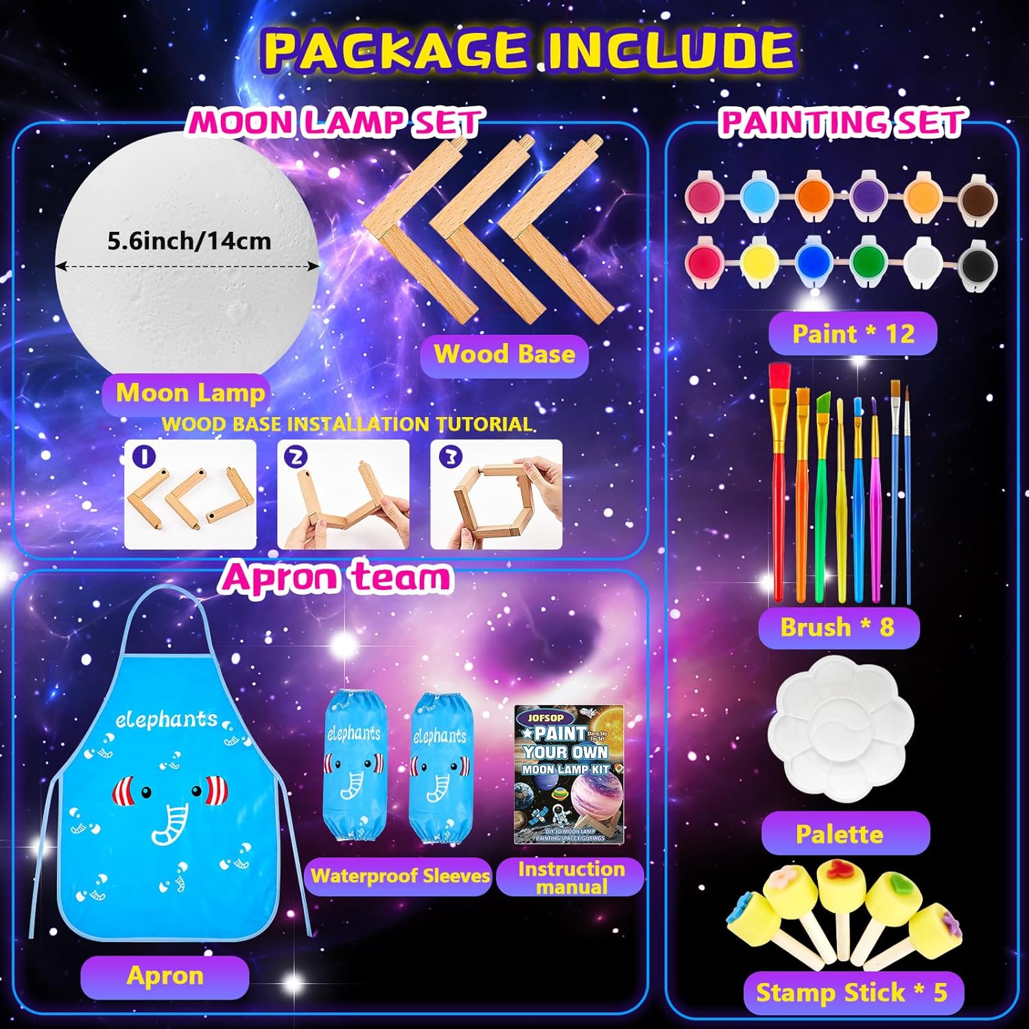 Kit de lámpara de luna para pintar tu propia luna, suministros de arte, kit de manualidades para niños de 9 a 12 años, artes y manualidades para