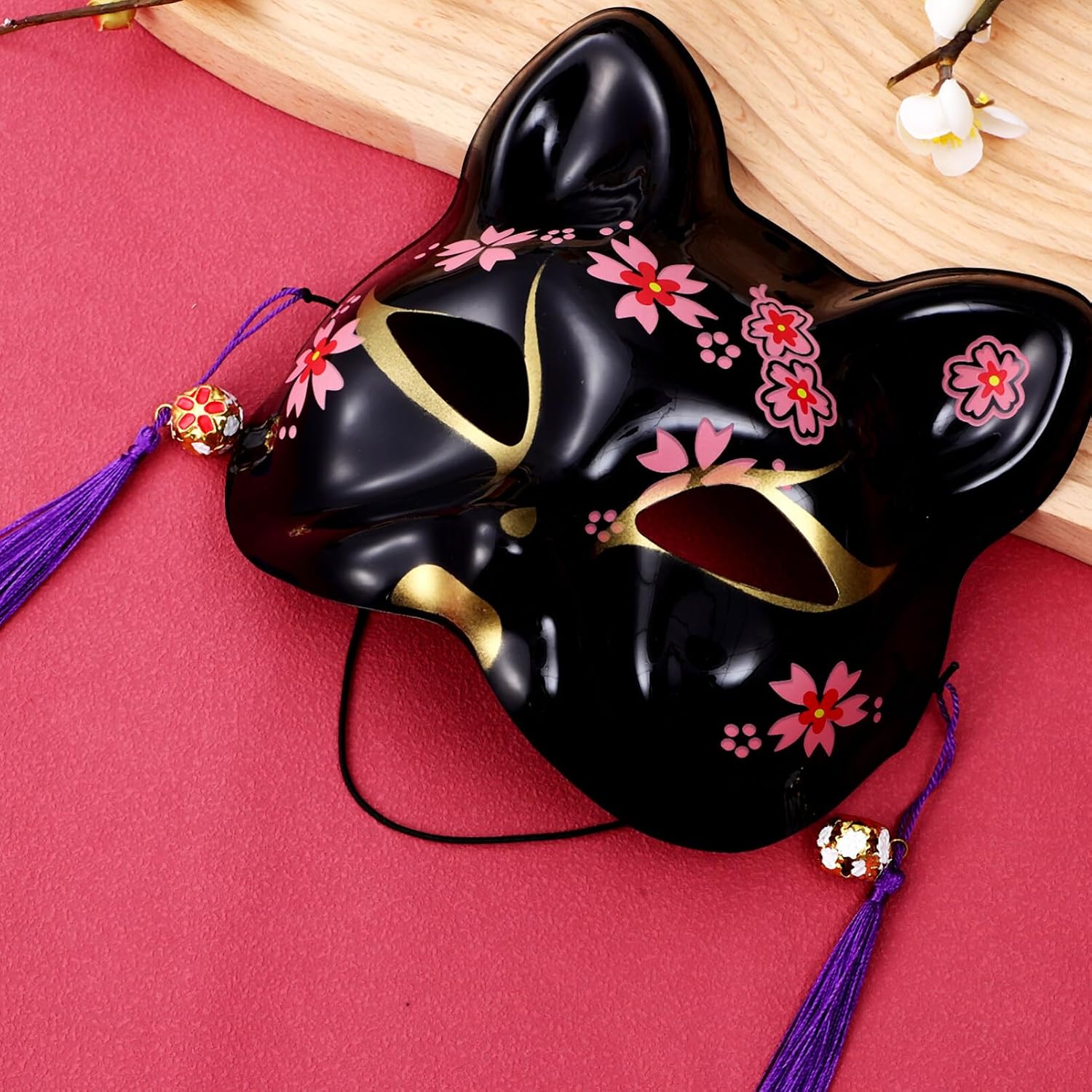 Toyvian 2 máscaras de gato para cosplay, máscara de media cara de animal, máscara de mascarada, festival, fiesta, accesorios de disfraces, disfraz