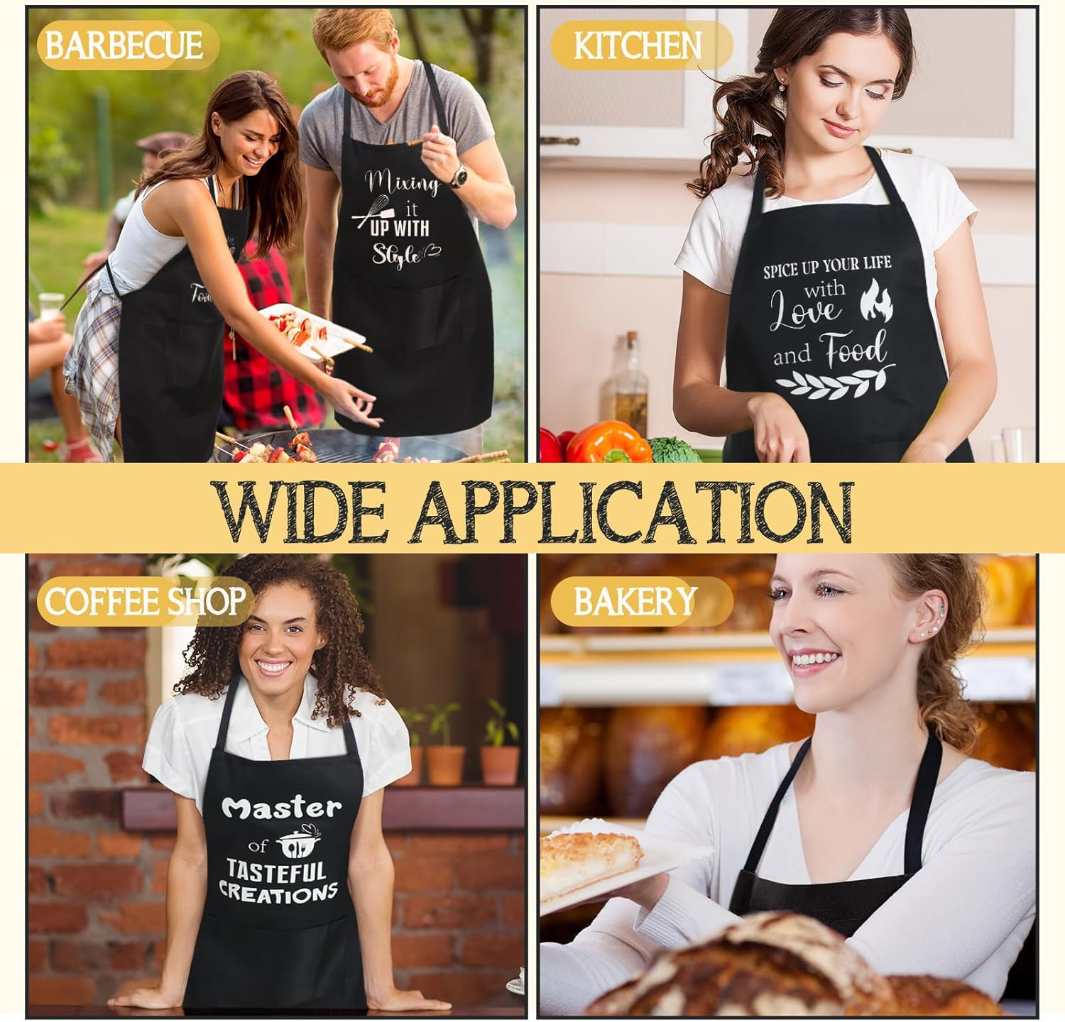 Sliner 12 piezas divertidos delantales de cocina para hornear para mujeres con bolsillos citas divertidas delantales de cocina para mujer,