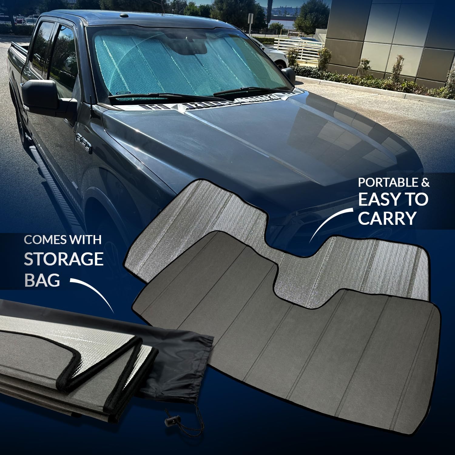 SS-055 – Parasol para parabrisas delantero de automóvil compatible con Cadillac SRX 2010-2016  Protector solar estilo acordeón de ajuste