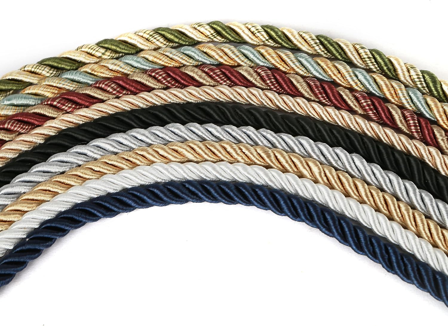 BEL AVENIR Cuerda trenzada de 0.236 in y 16 yardas, cuerda decorativa de nailon hecha a mano para costura, manualidades, tapicería, decoración del