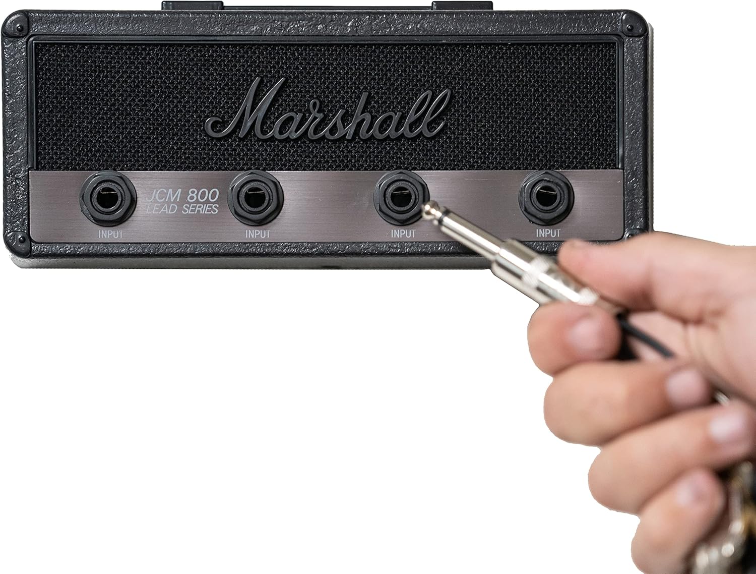 Soporte para llaves de amplificador de guitarra con licencia Marshall Stealth Jack, incluye 4 llaveros de enchufe de guitarra y 1 kit de montaje en