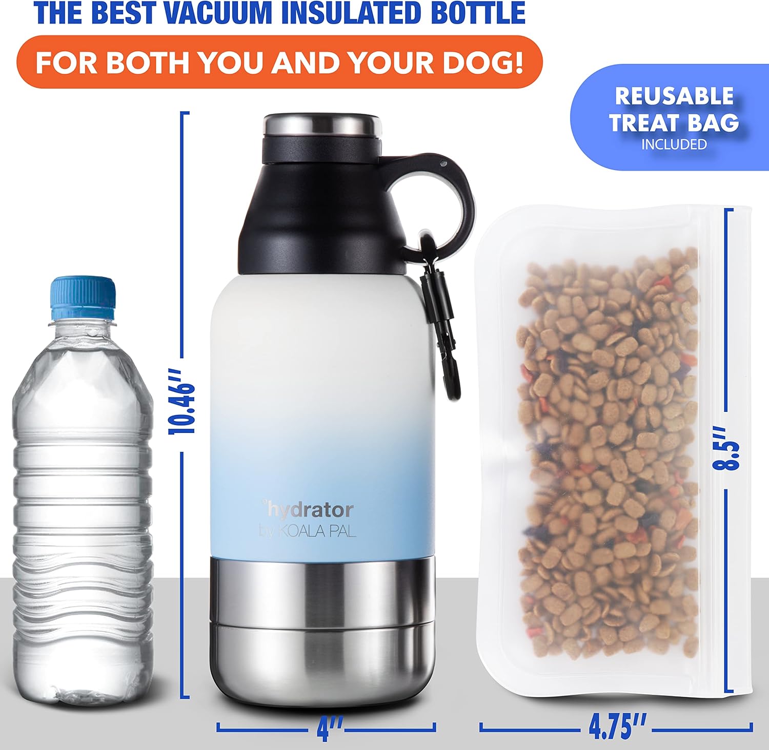 32oz Personalized Dog Portable Water Bottle, Dog Water Bottle for Travel, Puppy Water Bottle, Dog Travel Kit for Medium Dogs, Dog Water Bowl