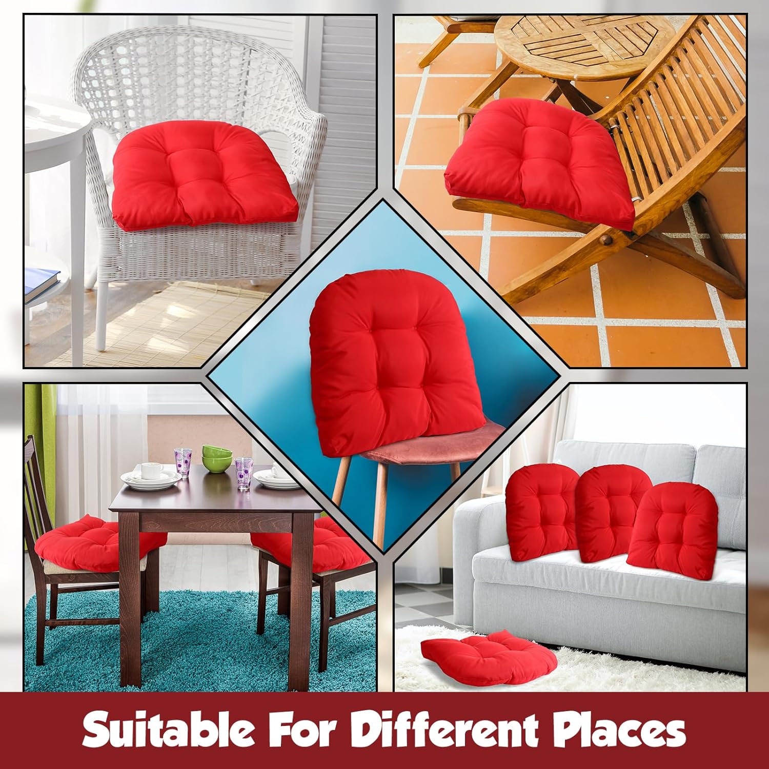 Barydat 4 cojines para sillas de exterior de 18.9 x 18.9 pulgadas, cojines para muebles de patio, cojín de asiento con esquinas redondas para silla