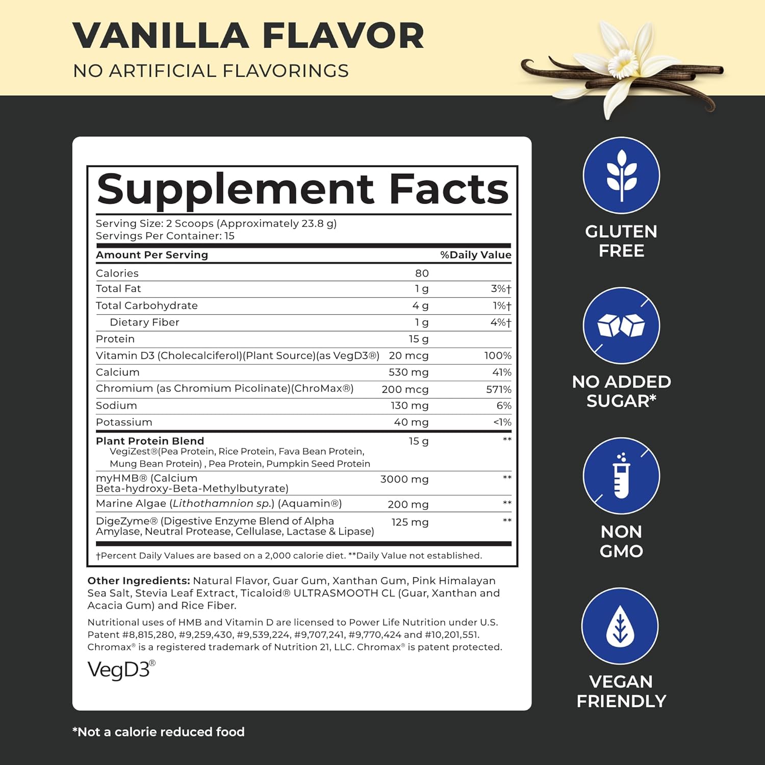POWERLIFE Tony Horton – Proteína vegetal en polvo de alto impacto con 3000 mg de HMB, a base de plantas, sin azúcar añadido, vegano, apto para dieta