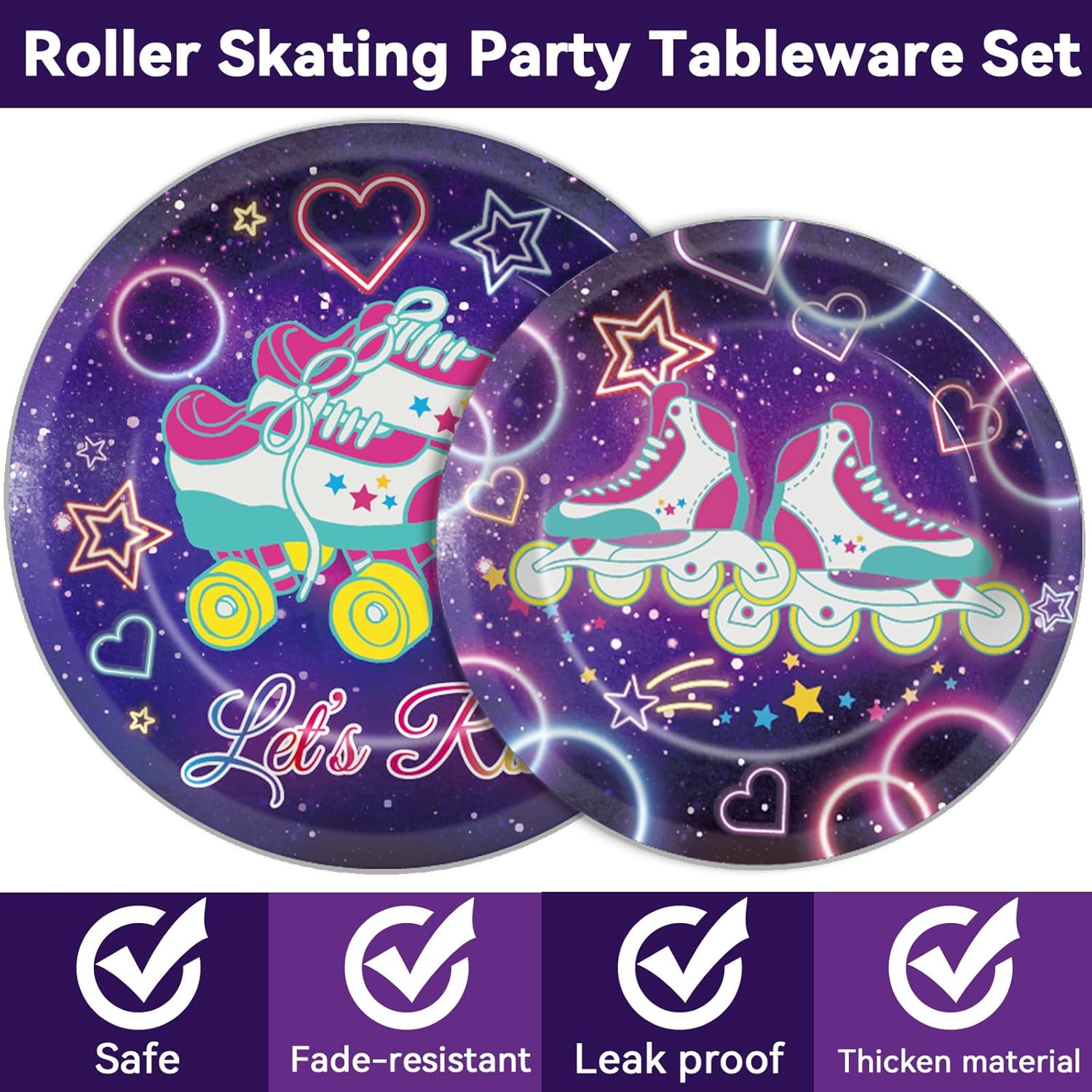 96 piezas de suministros de fiesta de patinaje sobre ruedas, platos de papel con temática de rollo, platos de patinaje y servilletas, decoraciones