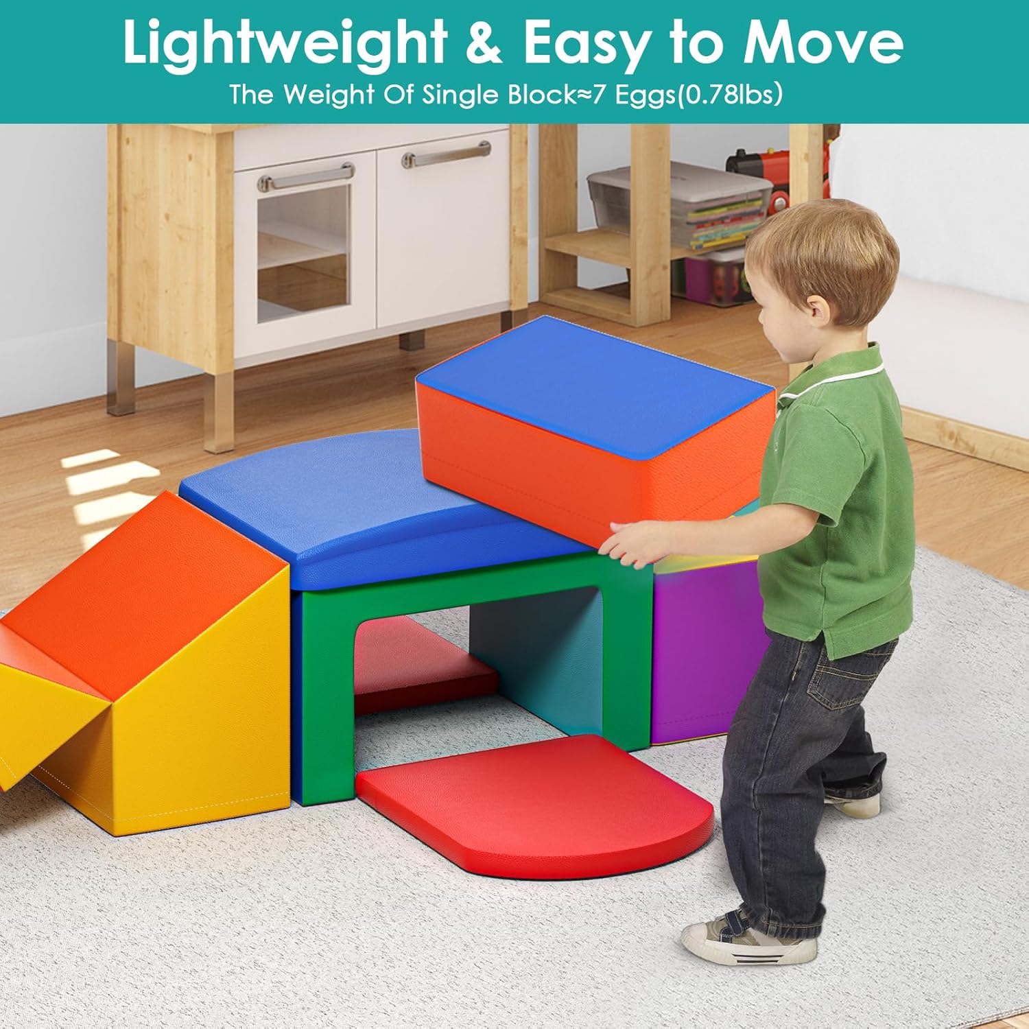 Ixdregan Bloques de escalada de espuma para niños pequeños, 6 piezas de escalada suave para niños, juguetes de escalada para niños pequeños con