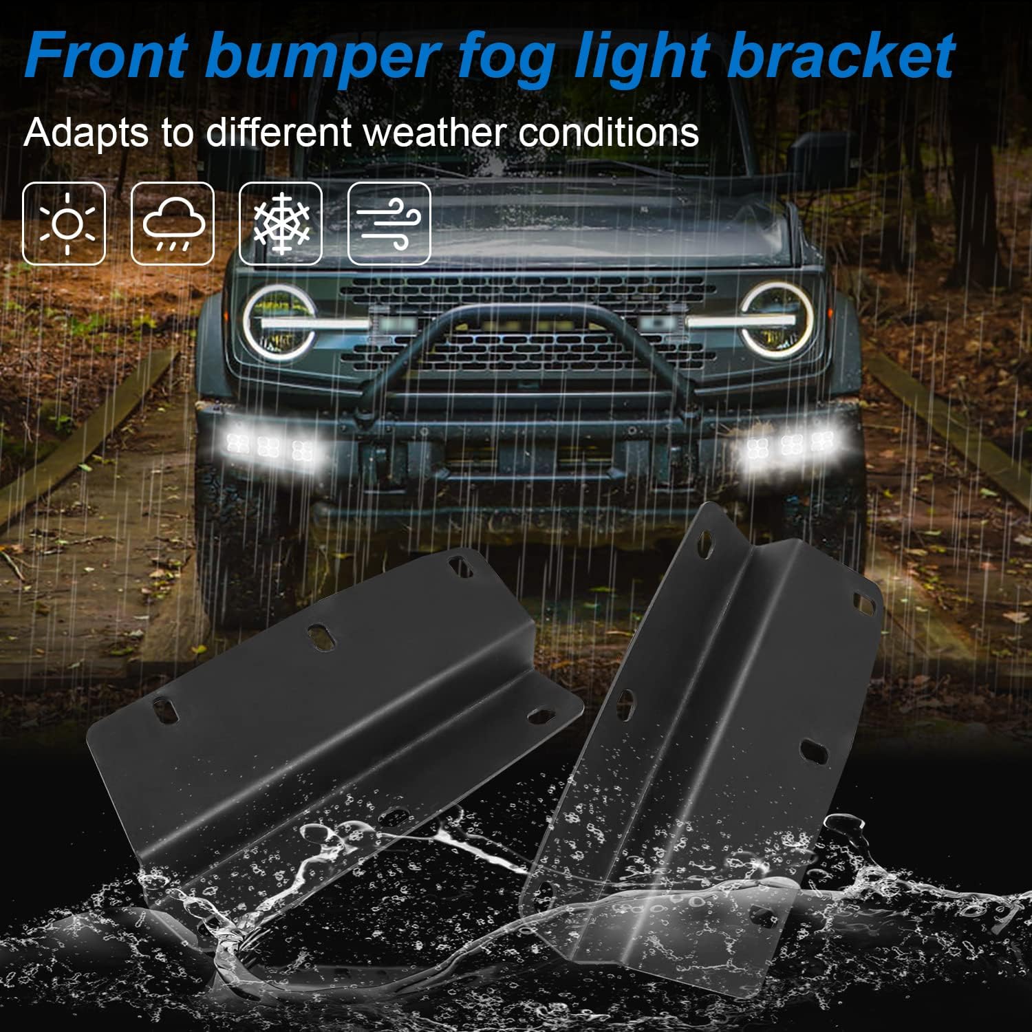 Soporte de montaje de luces antiniebla LED para parachoques delantero compatible con Ford Bronco de 2 puertas 4 puertas 2021 2022 2023 2024 Kit de