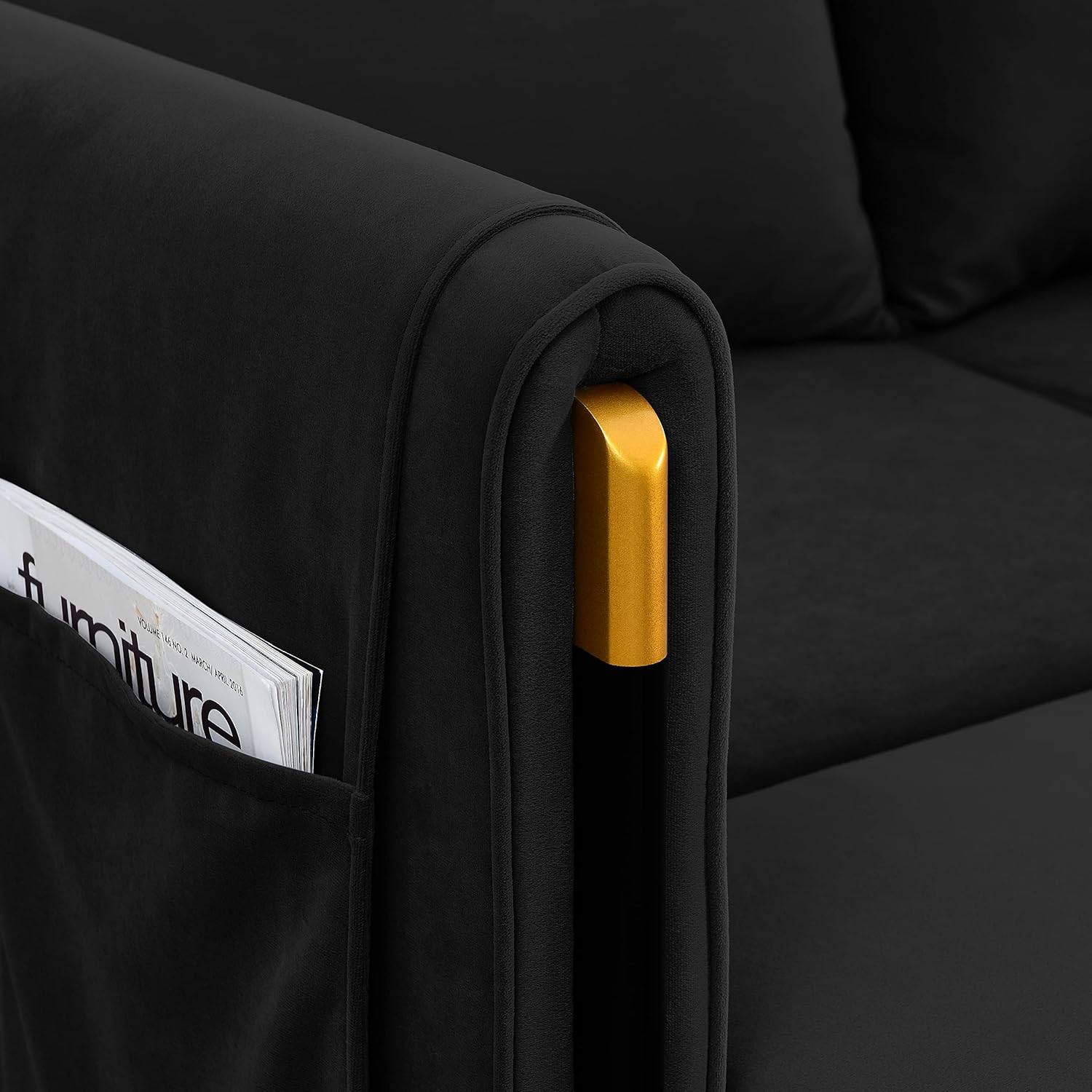 Moderno sofá cama convertible con 2 bolsillos desmontables en los brazos, sofá biplaza de terciopelo ajustable multiposición con cama extraíble con