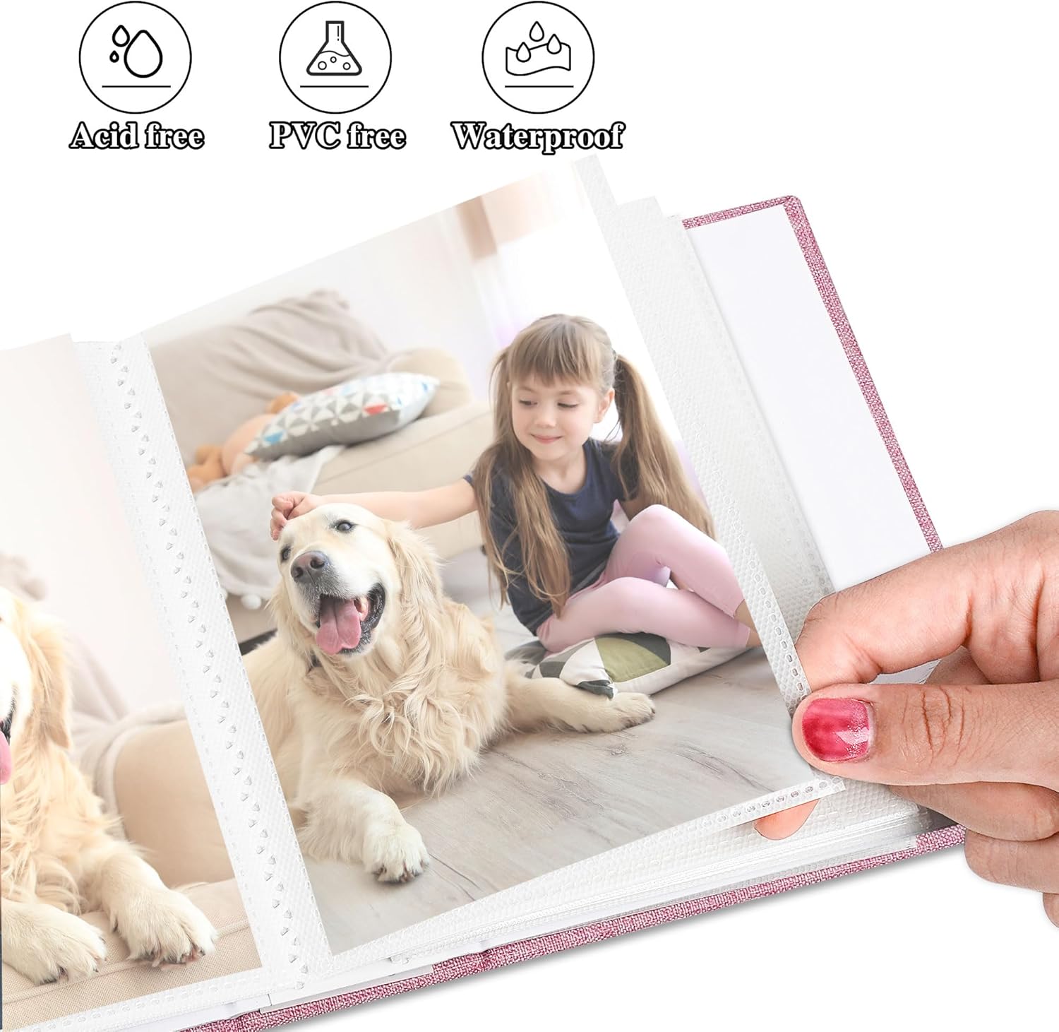 Álbum de fotos de 4 x 6 pulgadas, 100 bolsillos, álbumes de fotos con cubierta de lino, álbumes de fotos para familia, boda, bebé, libro de fotos