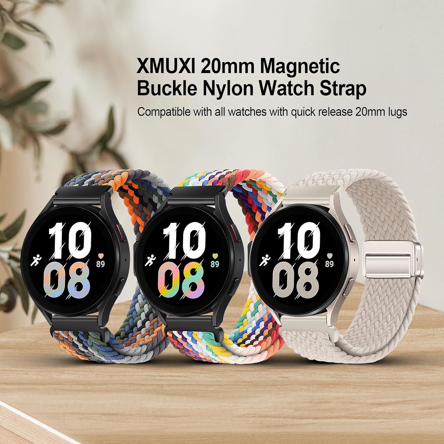 20mm Watch Band Compatible with Samsung Galaxy Watch 654 40mm 44mmWatch 5 Pro 45mmWatch 64 Classic Band 43mm 47mm 42mm 46mm, Magnetic Nylon