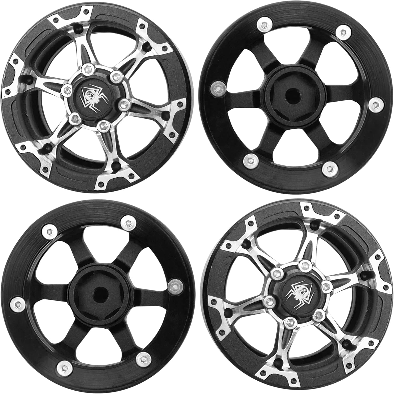 Paquete de 4 ruedas Vgoohobby de metal Beadlock de 1.9, juego de llantas de 6 radios compatibles con Traxxas TRX4 Axial SCX10 AXI03007 Tamiya CC01