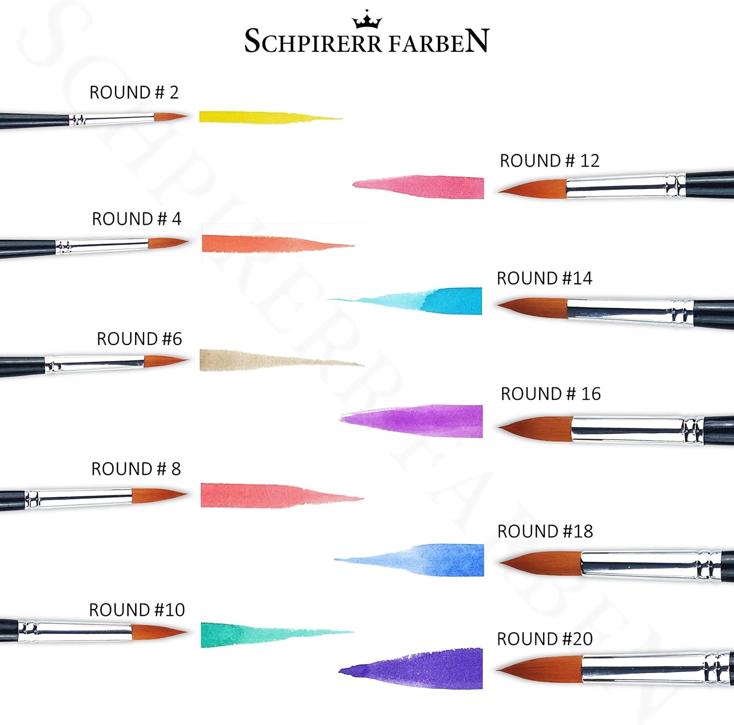 SCHPIRERR FARBEN Professional Artists – Juego de 12 pinturas de acuarela, 10 pinceles redondos, cerdas sintéticas suaves, mango corto y 2 paletas de