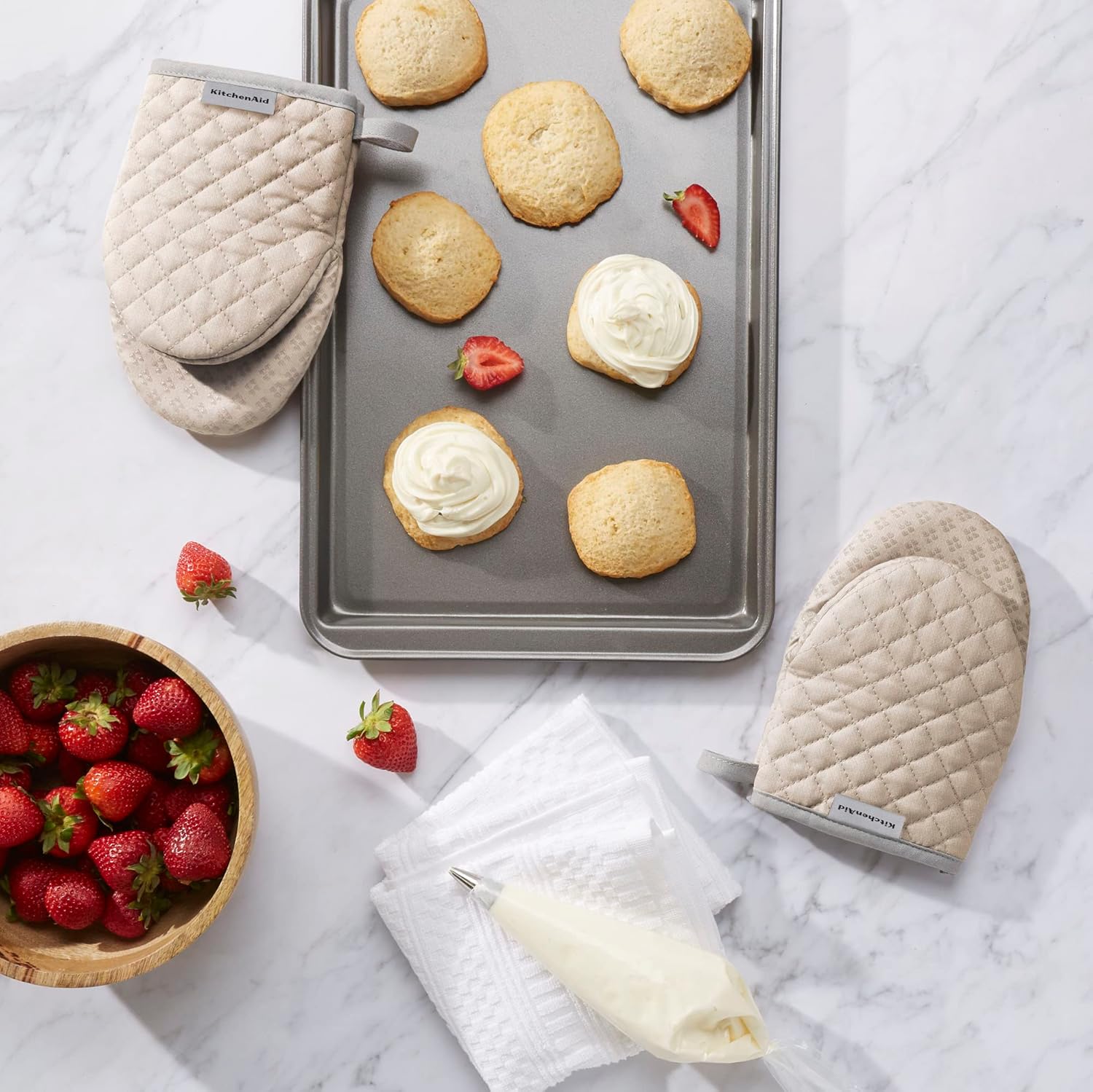 Guantes KitchenAid, mini guantes de horno, de algodón, con agarre de silicona
