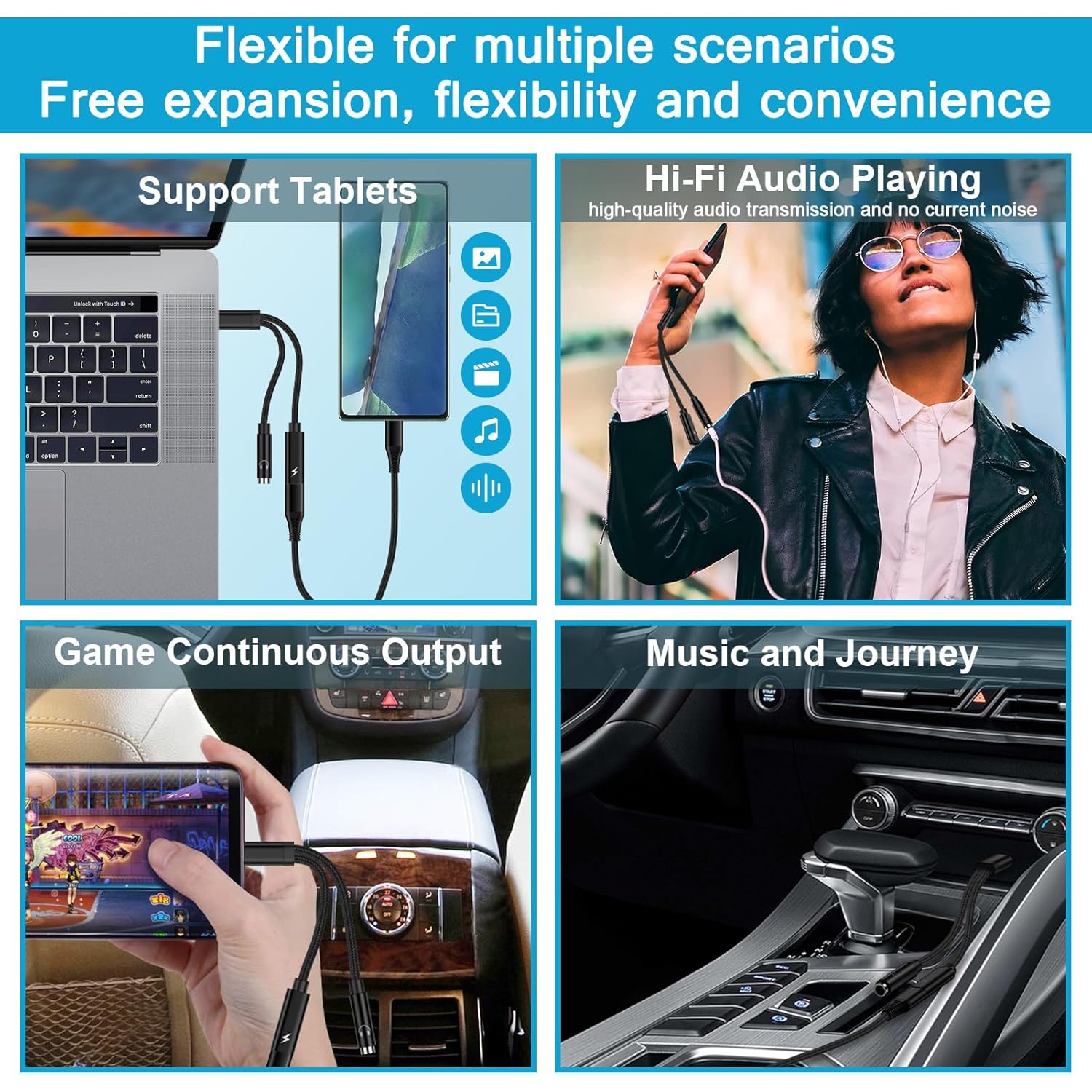 2 en 1 Samsung USB tipo C a 0.138 in adaptador de auriculares y cargador para Galaxy S23S22S21A34,60W PD USB C a audio auxiliar Jack Dongle Cable de