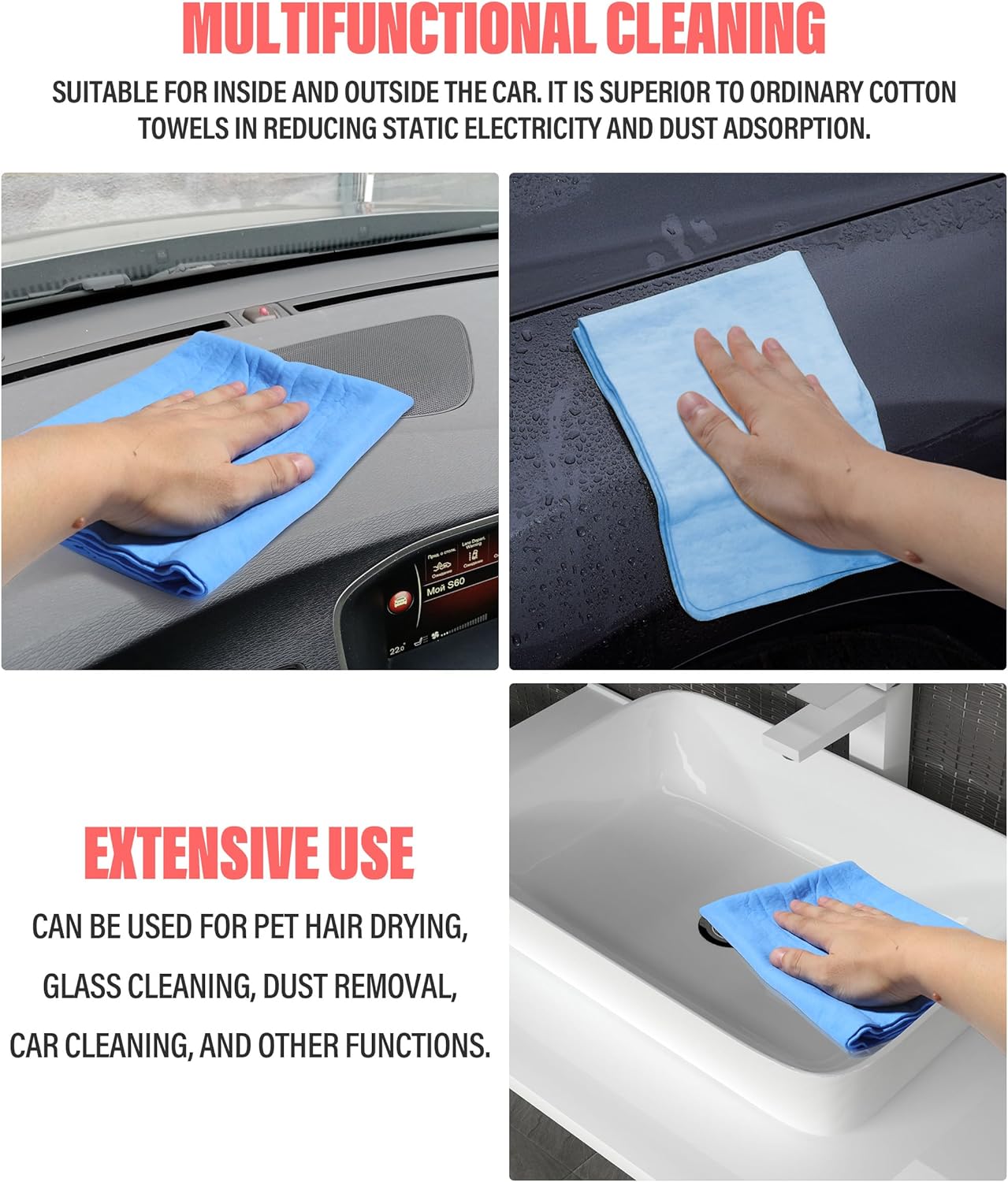 ESEWALAS Toalla de secado de automóvil, toallas de secado absorbentes para automóviles, toallas de secado de autos, toallas de lavado de autos,