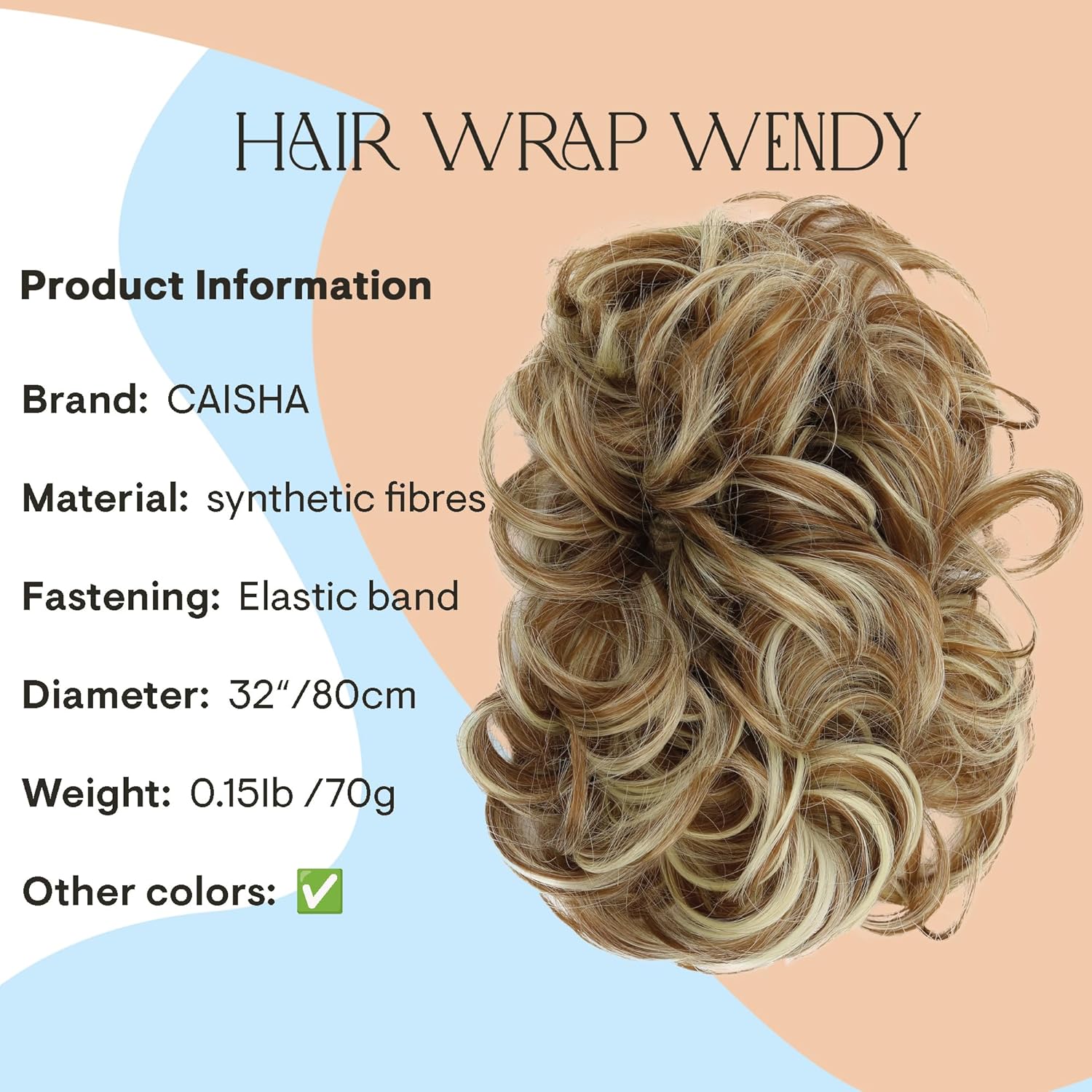 Prettyshop – Banda elástica para el cabello con aspecto voluminoso rizado y desordenado de cabello, para moño