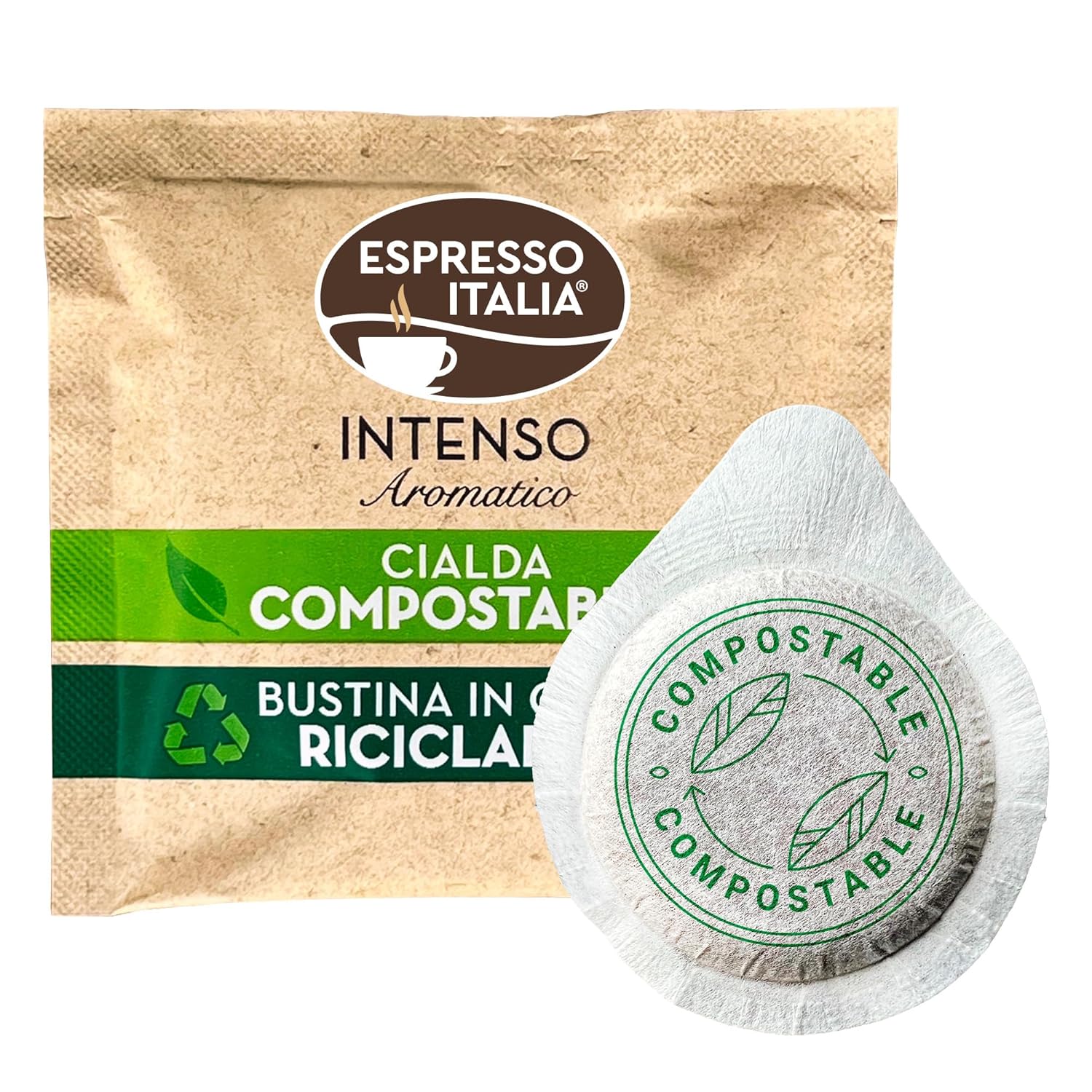 Espresso Italia ESE Cialde Pods – 50 cápsulas compostables INTENSO AROMATICO Café italiano. Tostado oscuro