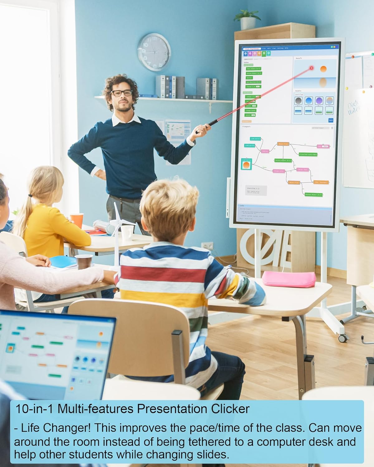 Clicker de presentación remota de PowerPoint – Clicker de presentador inalámbrico con puntero y USB – PPT Slide Advancer