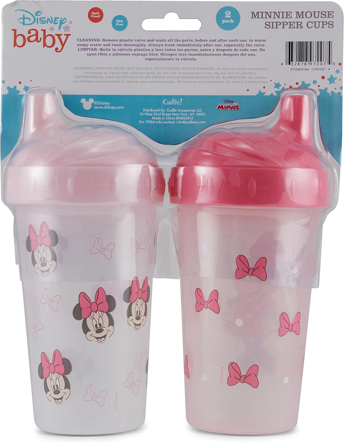 Vasos para sorber para niñas  10 onzas de Minnie Mouse Cup Pack de dos con popote y tapa  Botella de agua de viaje azul duradera a prueba de fugas