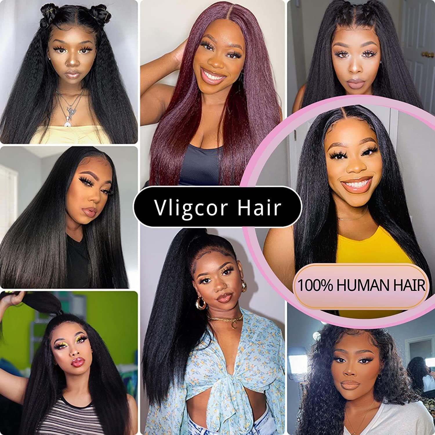 Extensiones de cabello humano lacio tipo afro, extensiones de cabello humano lacio Yaki, 100% cabello humano Remy brasileño sin procesar, negro