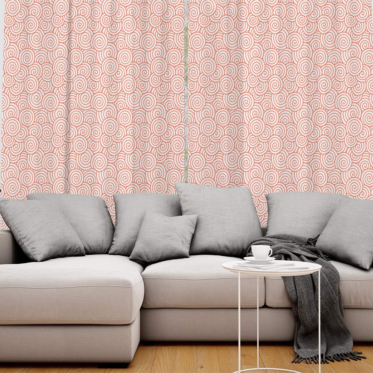 Cortinas opacas térmicas con diseño redondo de color rosa, con ojales de metal sólidos, elegantes cortinas para habitación, sala de estar, 2 paneles