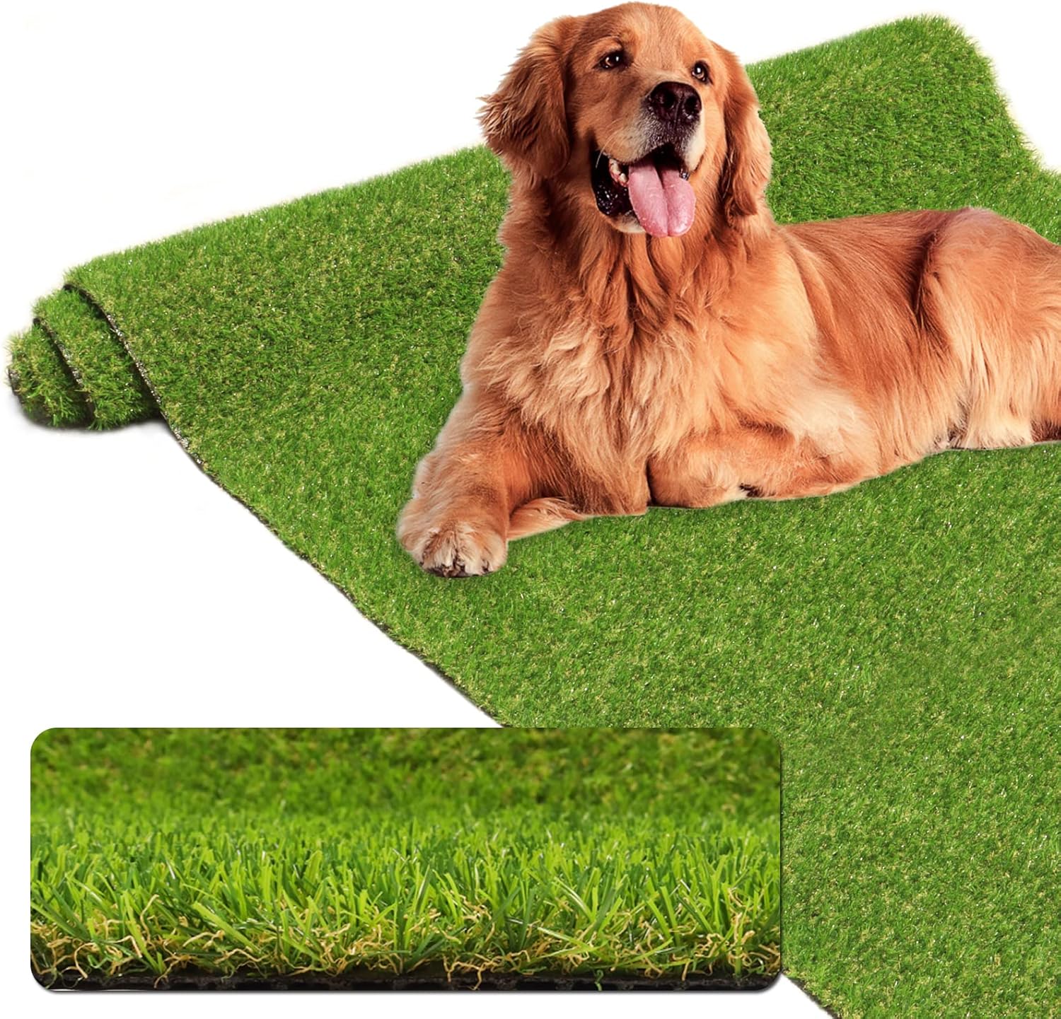 AYOHA – Alfombra de césped artificial realista de 7 x 14 pies, altura del pelo de 0.8 pulgadas, alfombra de césped sintético falso, alfombra de