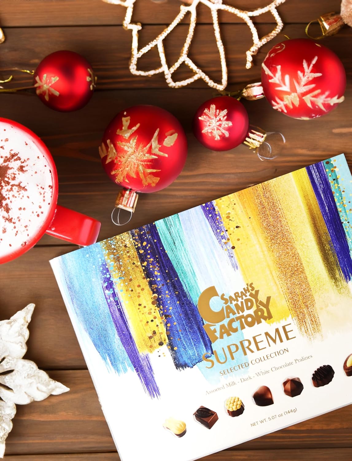 Caja de regalo de chocolate, surtido gourmet premium, leche, bombones de chocolate negro y blanco, gran regalo para el día de la madre, 5.07 onzas