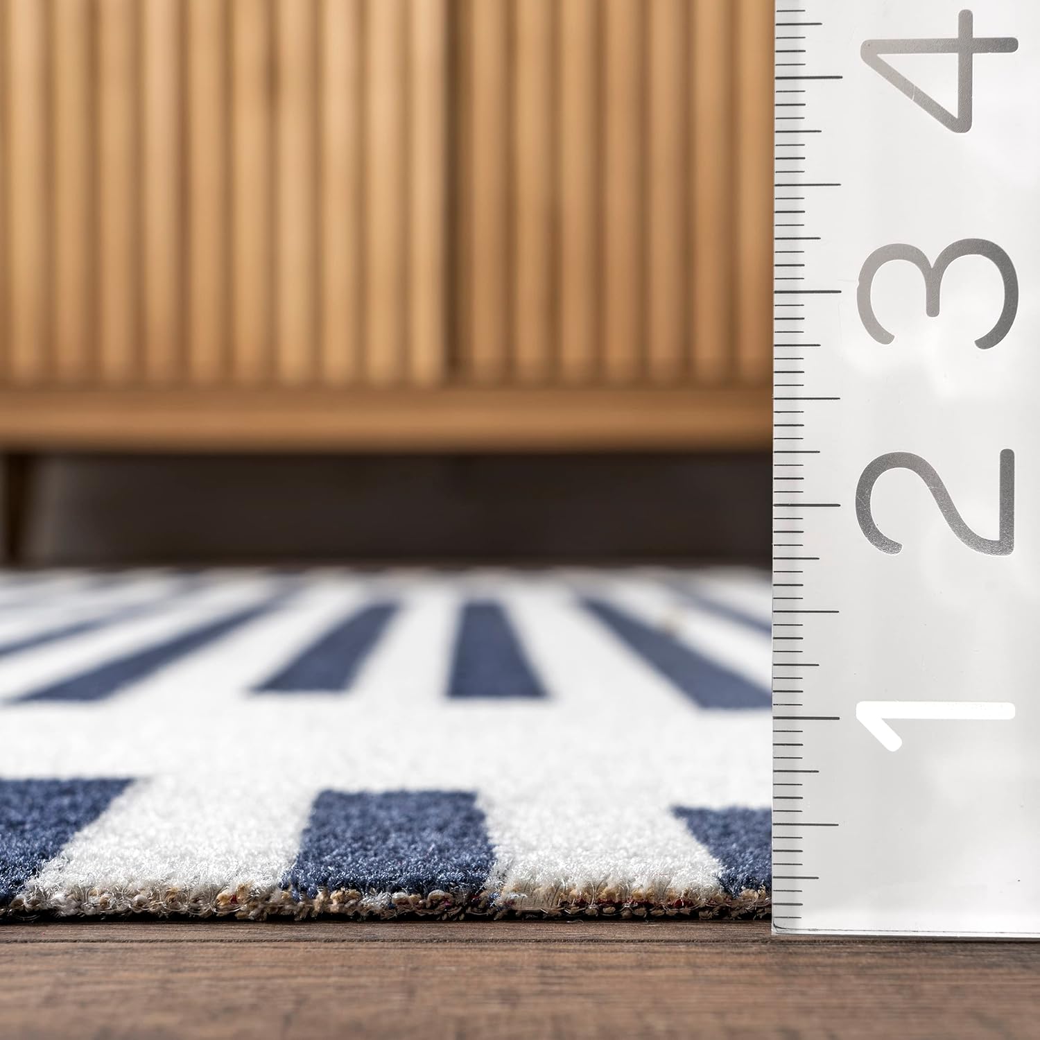 nuLOOM Holly Multi Stripe – Alfombra de área para interiores y exteriores, 4 x 6 pies, azul