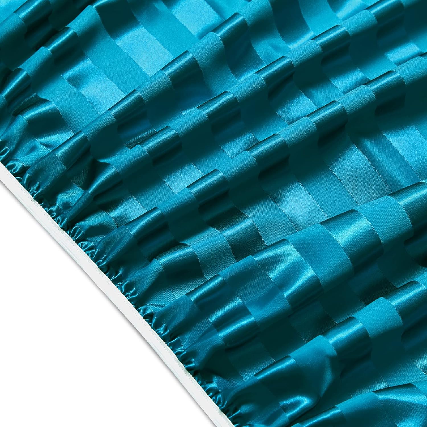 SiinvdaBZX 4 sábanas de satén con estampado a rayas, estilo italiano, sedosas, suaves, de satén verde azulado con bolsillo profundo, 1 sábana