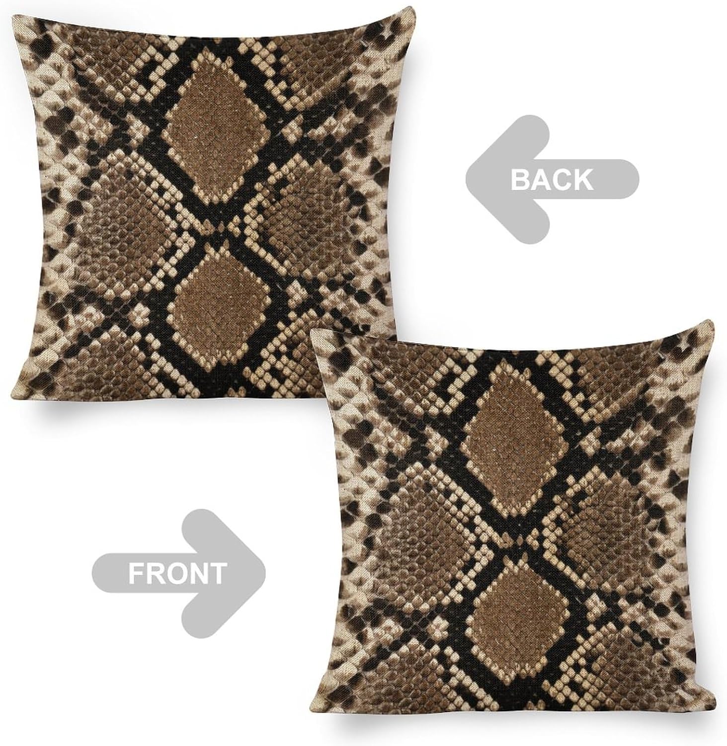 Meaudiwes Juego de 2 fundas cuadradas de lino para cojín, 18 x 18 pulgadas, para sofá, cama, sala de estar, decoración de serpiente fresca