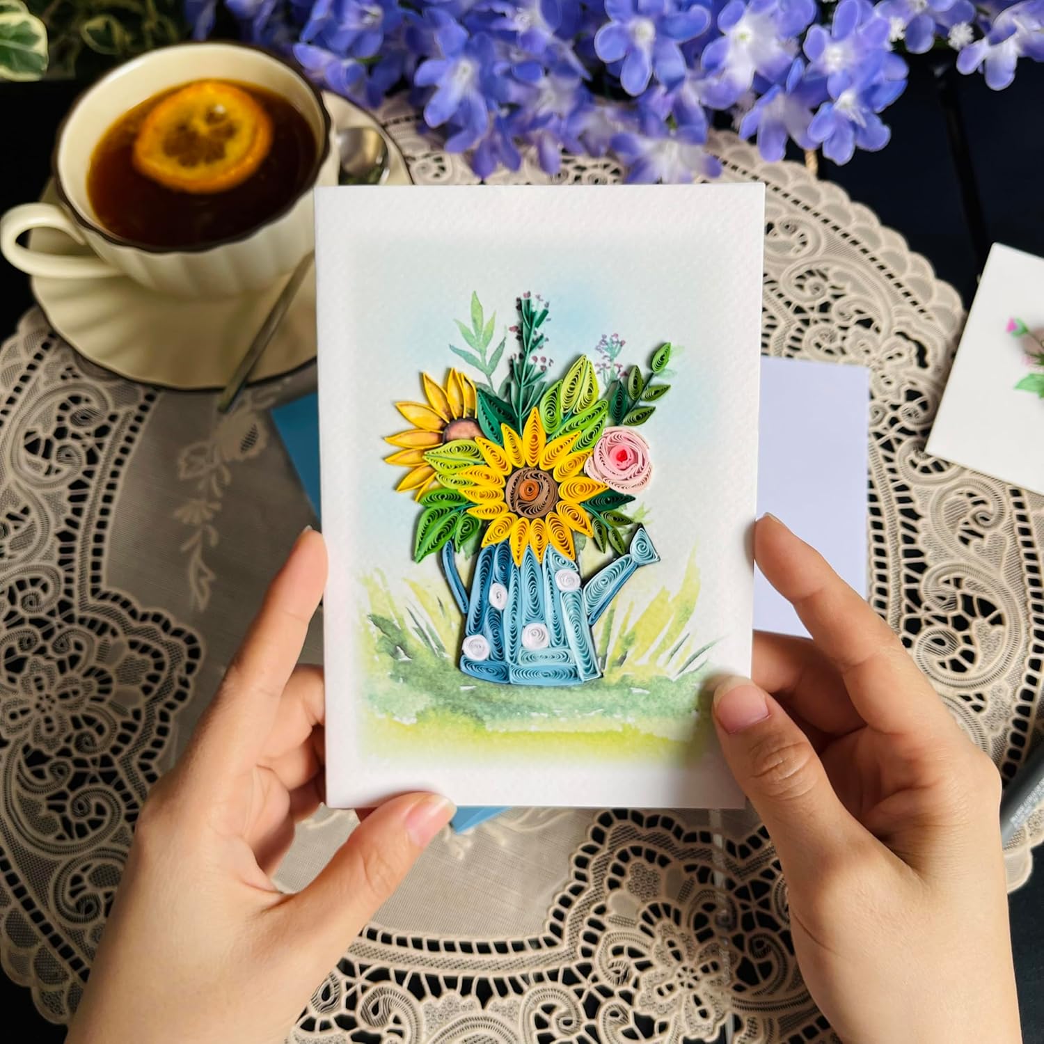 KingKraft Tarjeta de girasol Quilling, tarjeta de cumpleaños para mujer, tarjeta de feliz cumpleaños para mamá, tarjeta de aniversario para esposa,