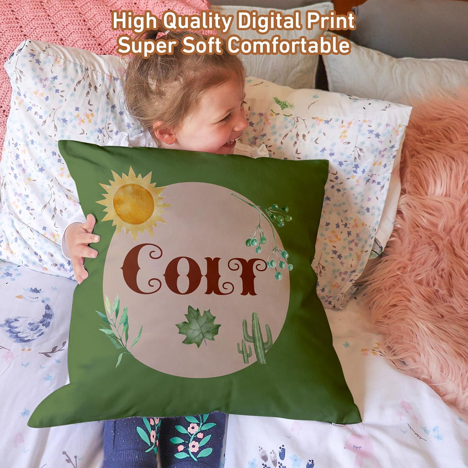 KAINSY Juego de ropa de cama personalizado para cuna, 3 piezas con temática de caballos, ropa de cama para cuna, ropa de cama para niños y niñas,